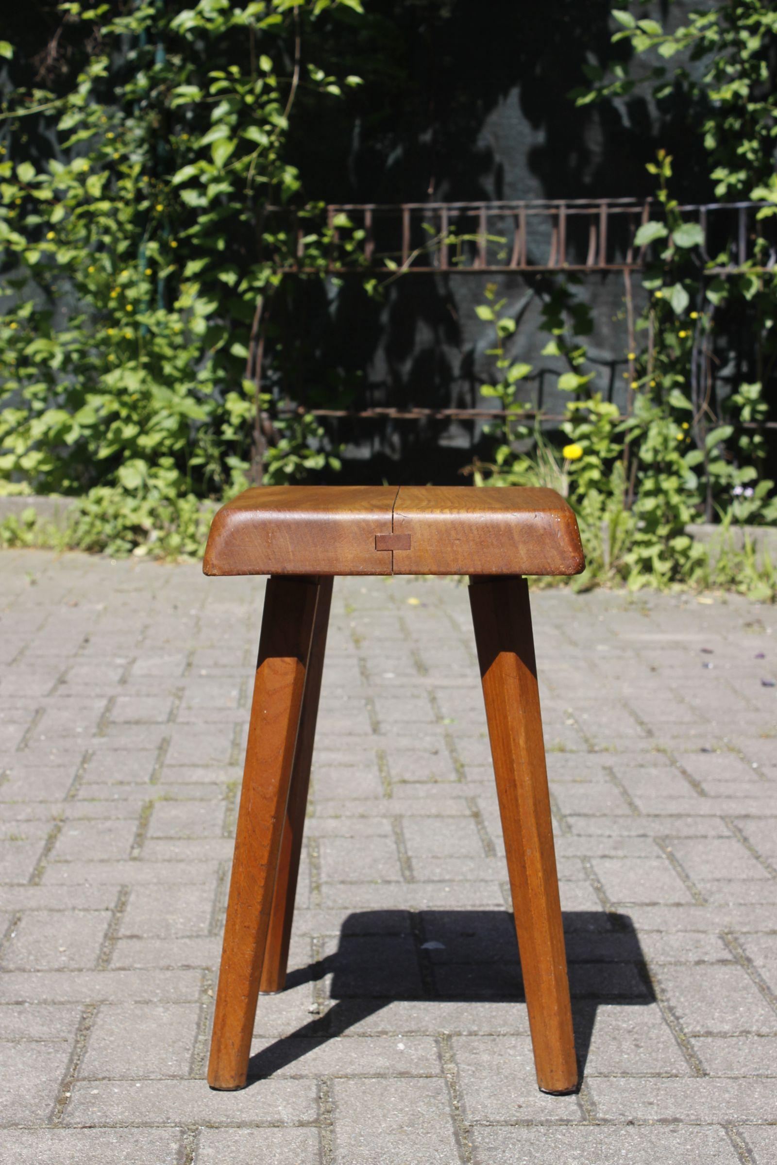 Brutalist Pierre Chapo S01 Elm Stool, France 1960s