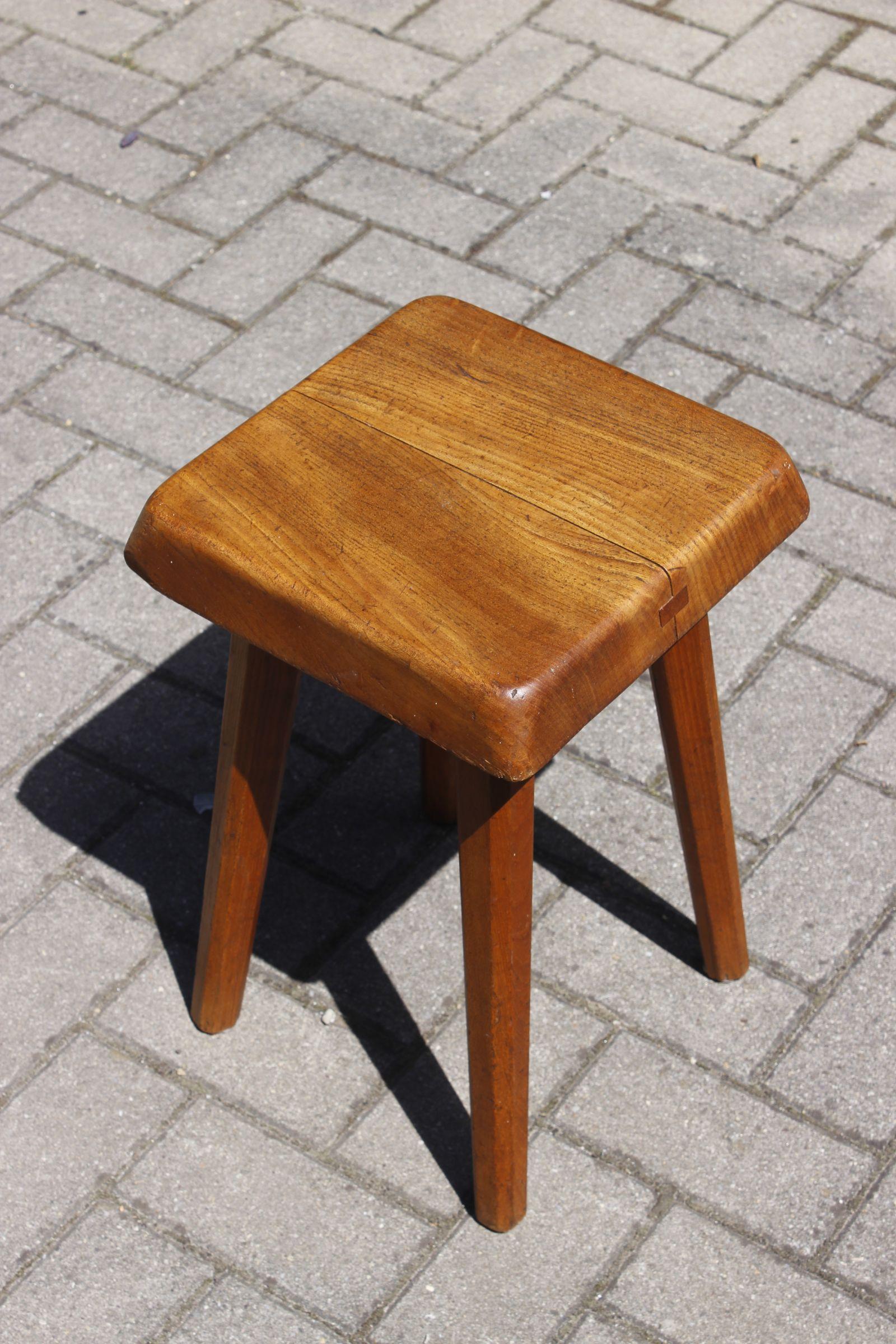 Pierre Chapo S01 Elm Stool, France 1960s In Good Condition In STRASBOURG, FR