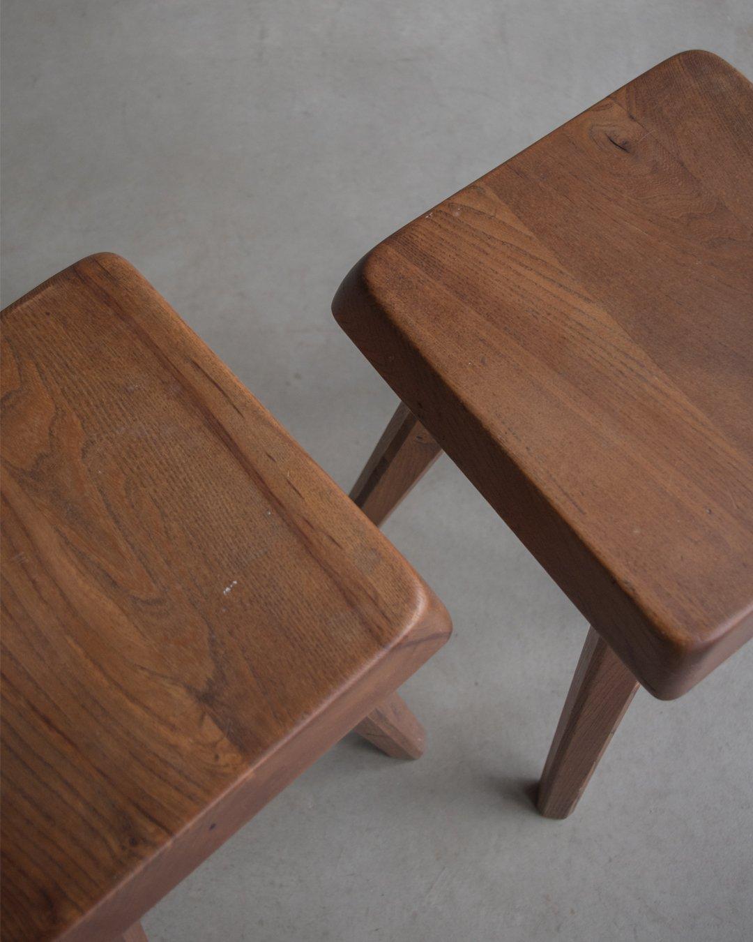 Hand-Carved Pierre Chapo S01 Set Of 2 - in Solid Elm, France, 1960s For Sale