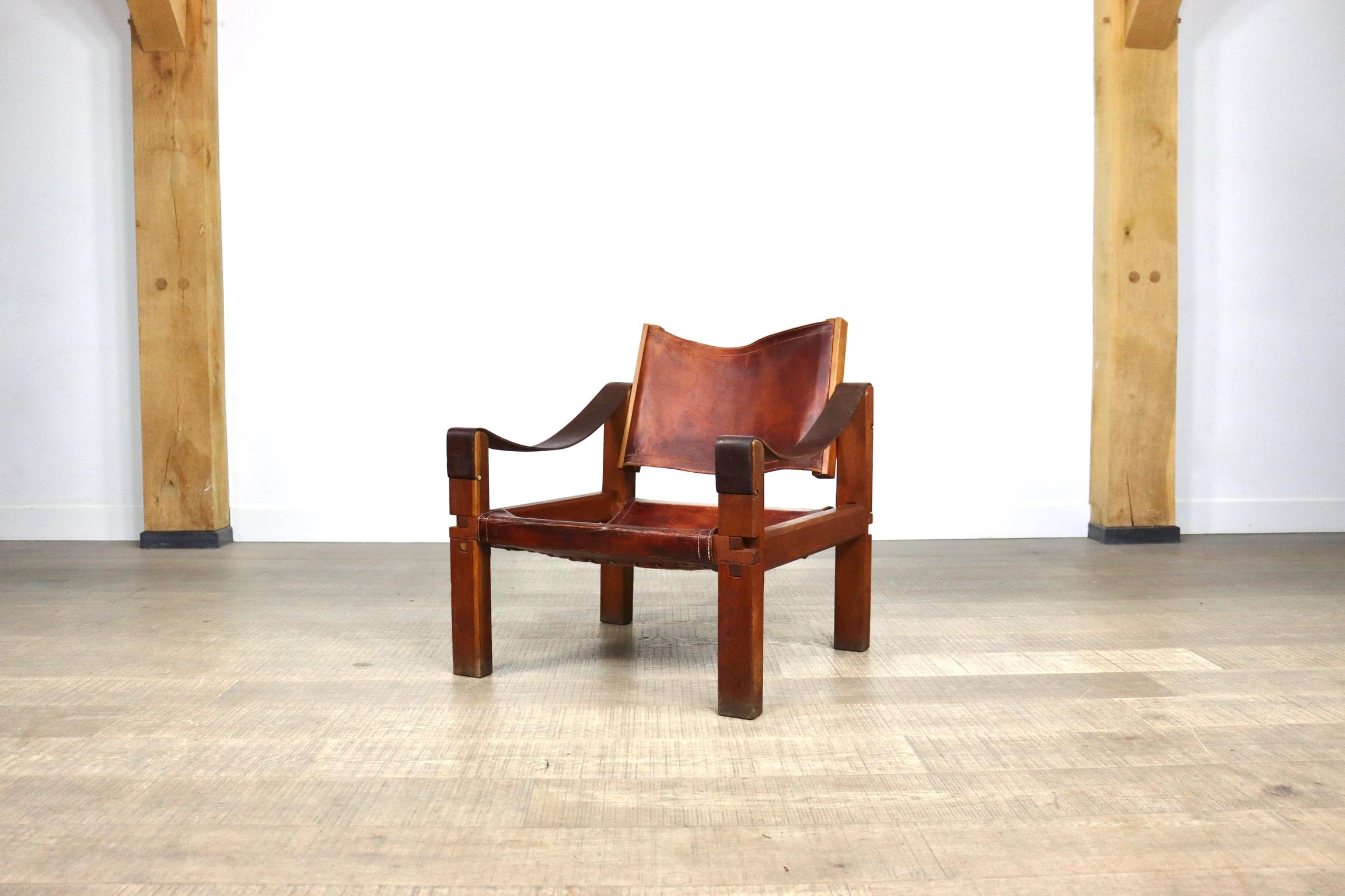 Cuir Chaise Pierre Chapo S10, France années 1960