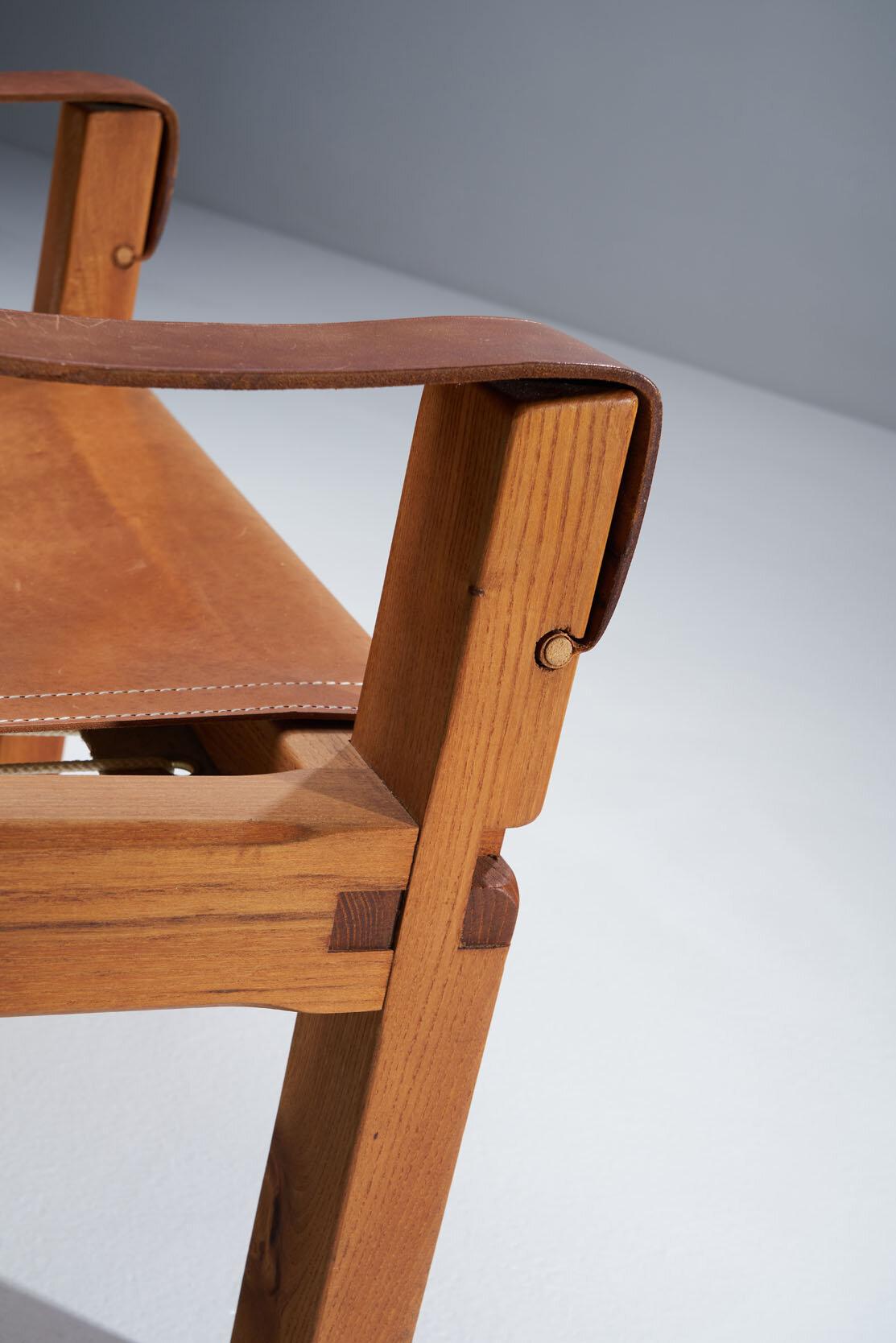 Fauteuil en cuir cognac « S10 » de Pierre Chapo, France, années 1960 9