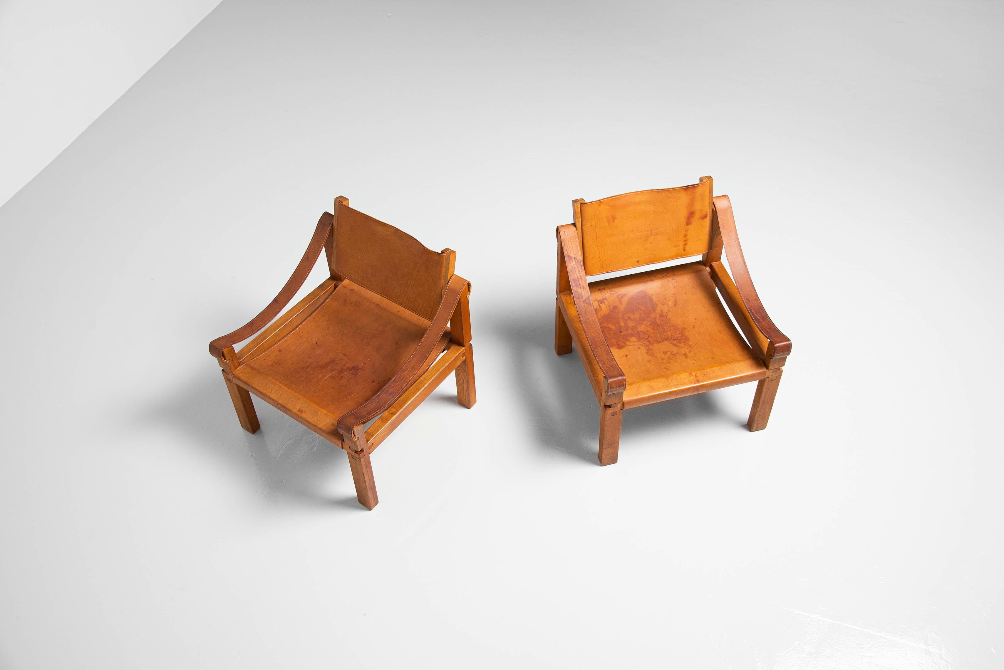 Leather Pierre Chapo S10 Lounge Chairs France, 1964