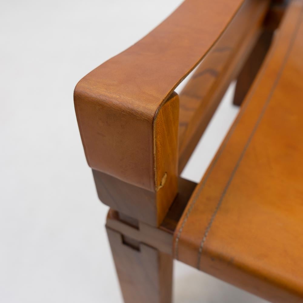 Pierre Chapo S10 X Leather Arm Chair, 1970s 7