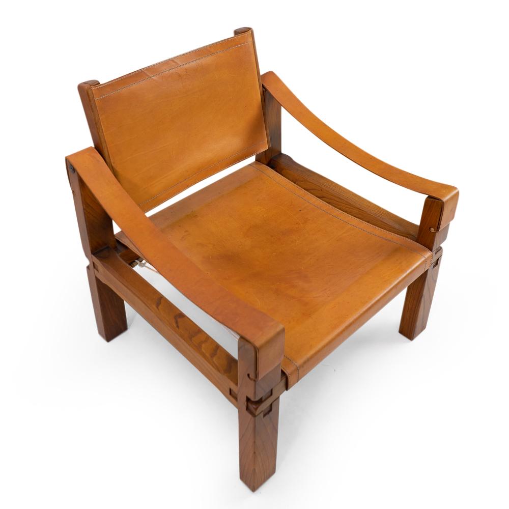 Mid-Century Modern Pierre Chapo S10 X Leather Arm Chair, 1970s