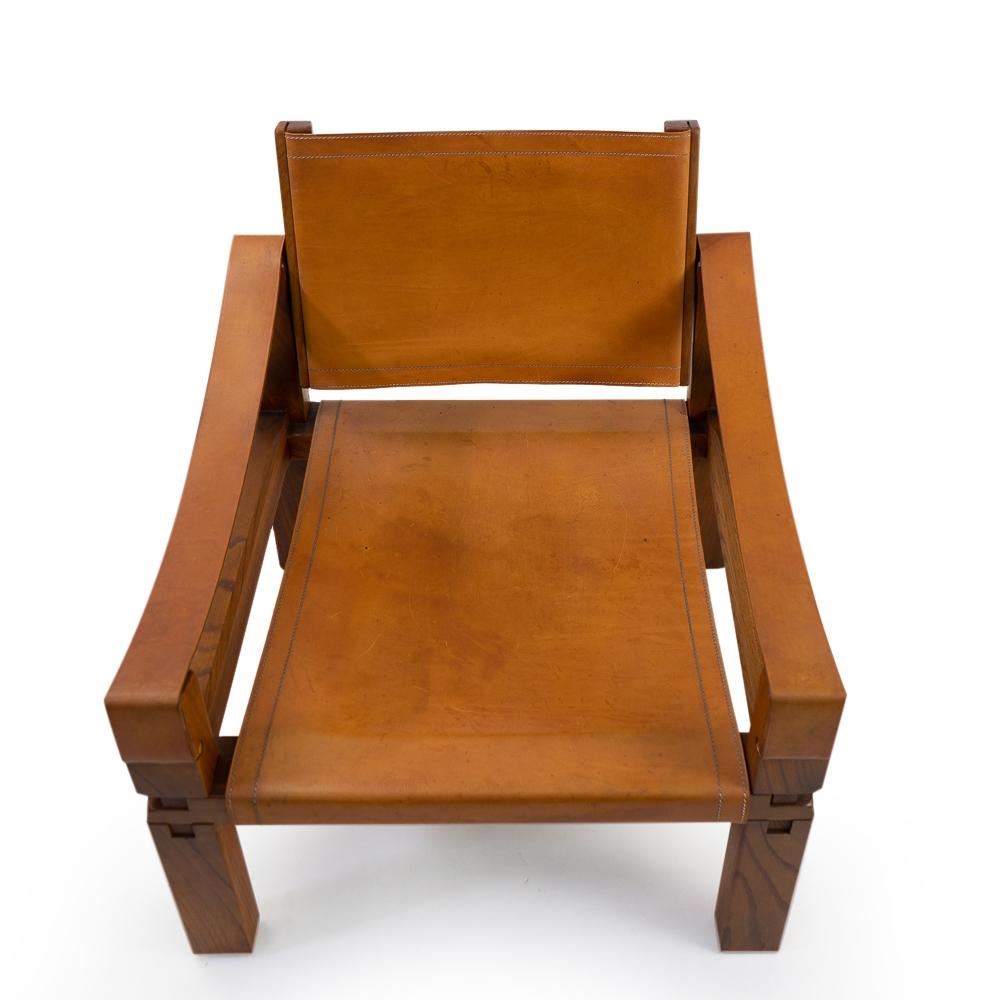 French Pierre Chapo S10 X Leather Arm Chair, 1970s