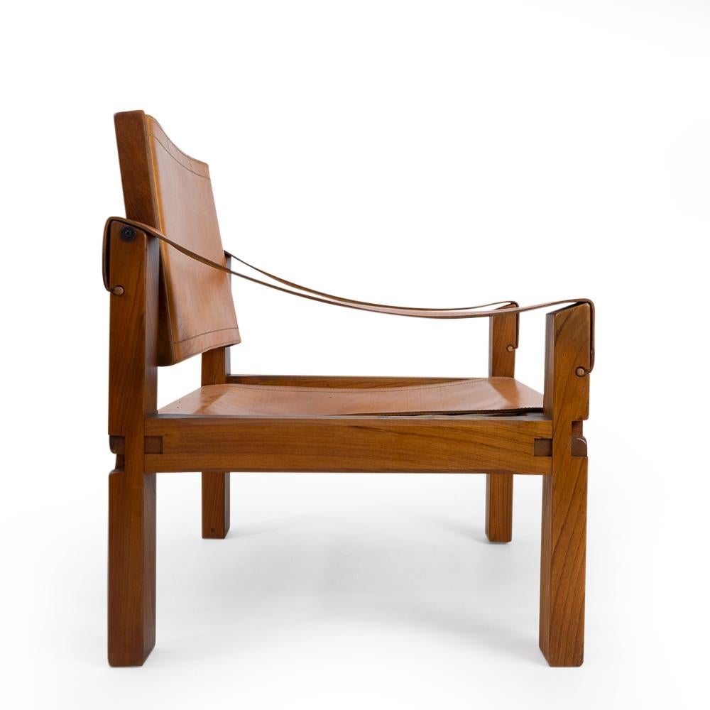 Wood Pierre Chapo S10 X Leather Arm Chair, 1970s