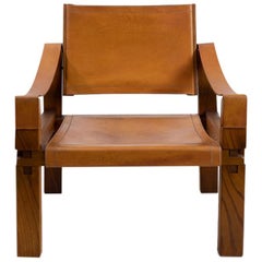 Pierre Chapo S10 X Leather Arm Chair, 1970s