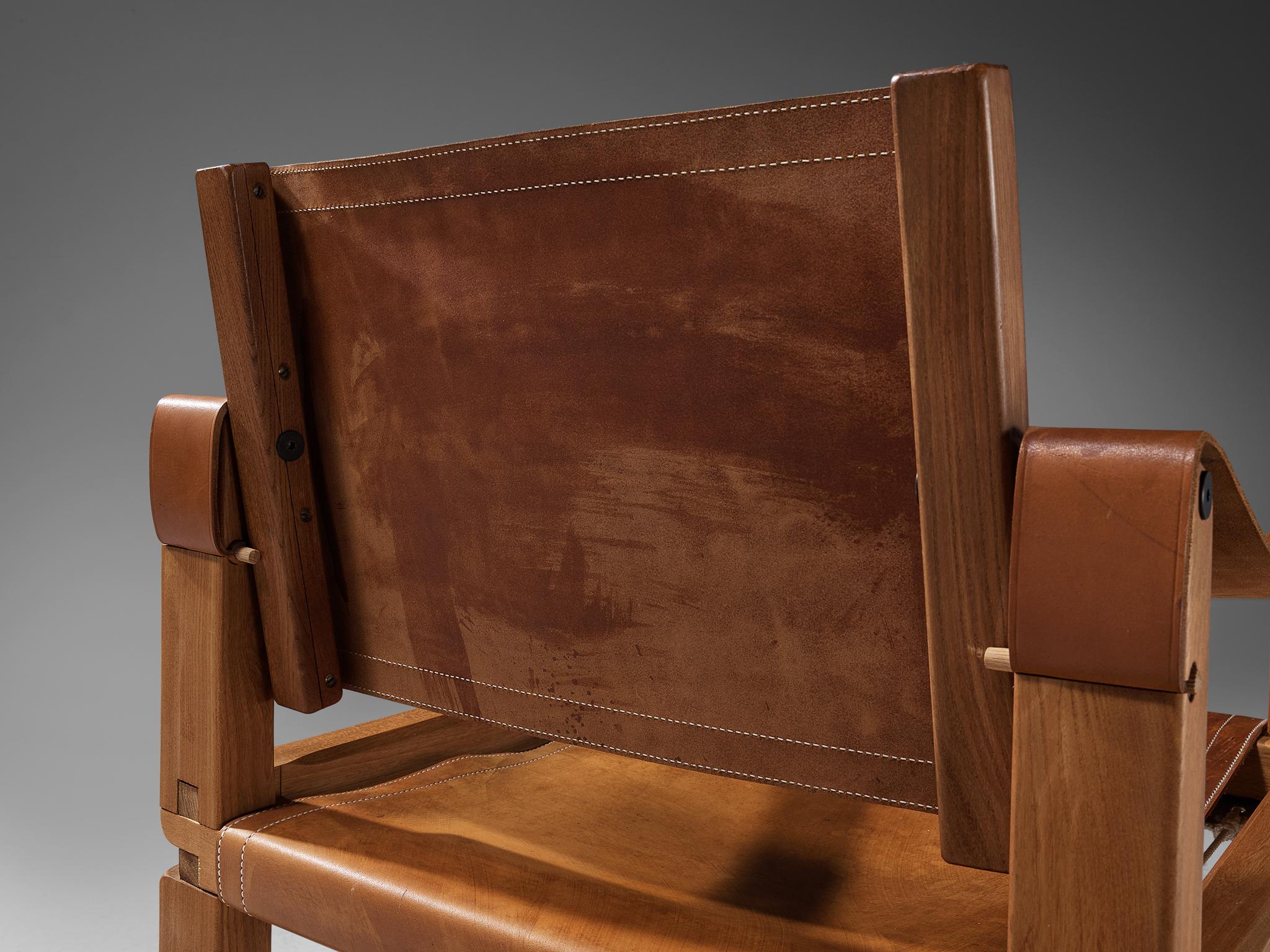 Früher Pierre Chapo 'S10X' Sessel aus cognacfarbenem Leder und Ulme (Moderne der Mitte des Jahrhunderts) im Angebot