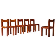 Pierre Chapo ‘S11’ Chairs in Solid Elm & Leather, France, 1960s