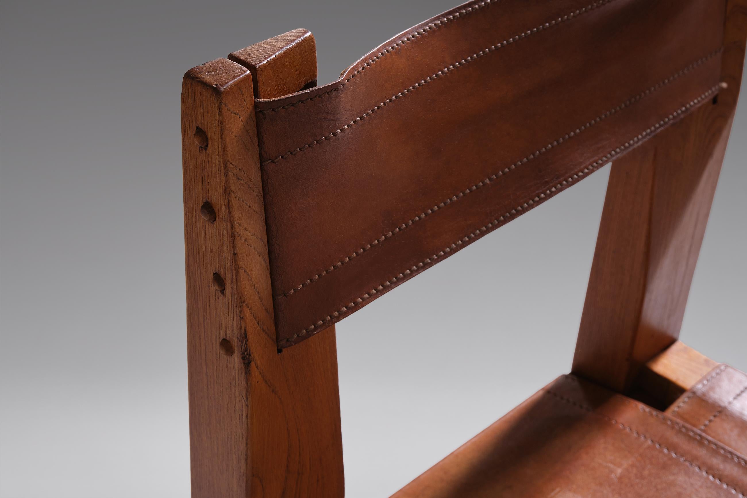 Pierre Chapo ‘S11’ Chairs in Solid Elm & Leather, Set of 8 1