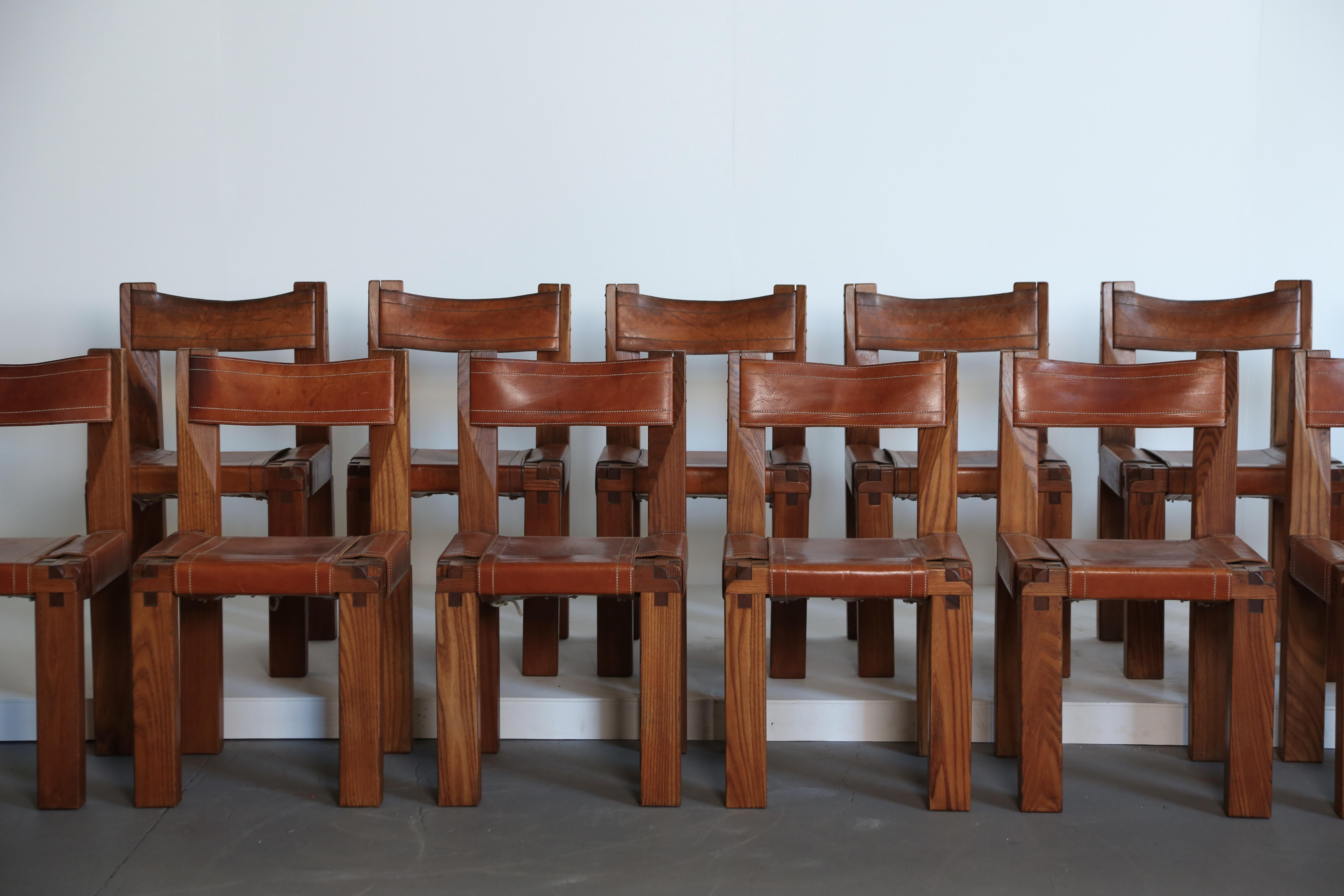 Pierre Chapo S11 Chairs, Set of 12, France, 1960s/70s In Good Condition In LEWES, GB