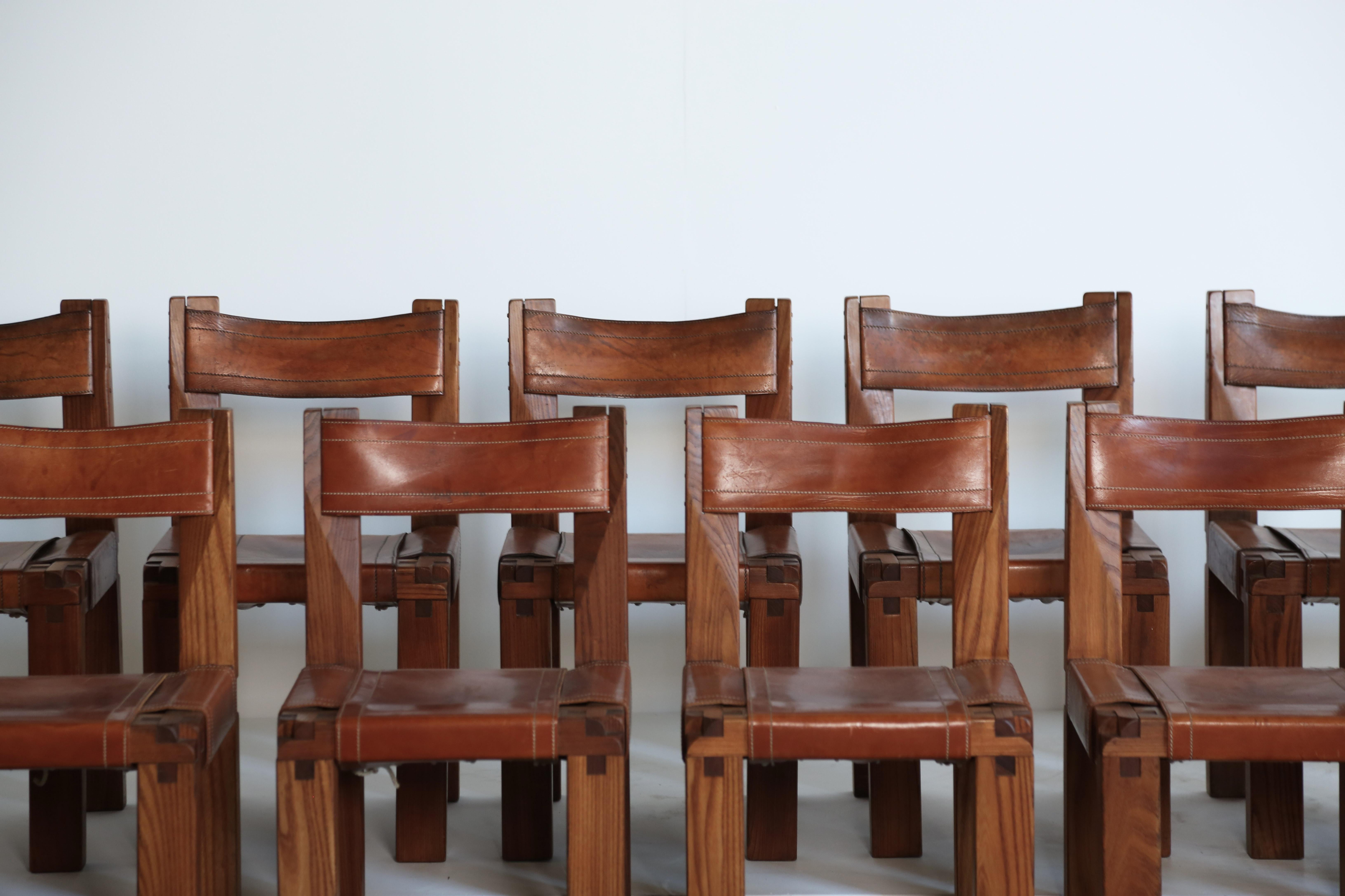 Pierre Chapo S11 Chairs, Set of 12, France, 1960s/70s 2