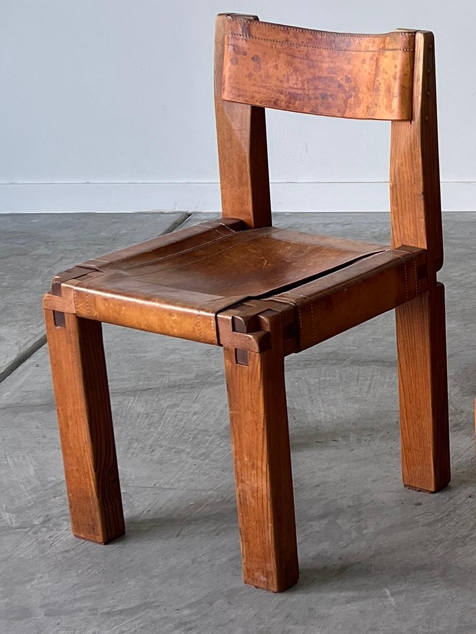 Pierre Chapo S11 Chairs Set of 4 - Beautiful Stunning Patina (en anglais) Bon état - En vente à San Francisco, CA