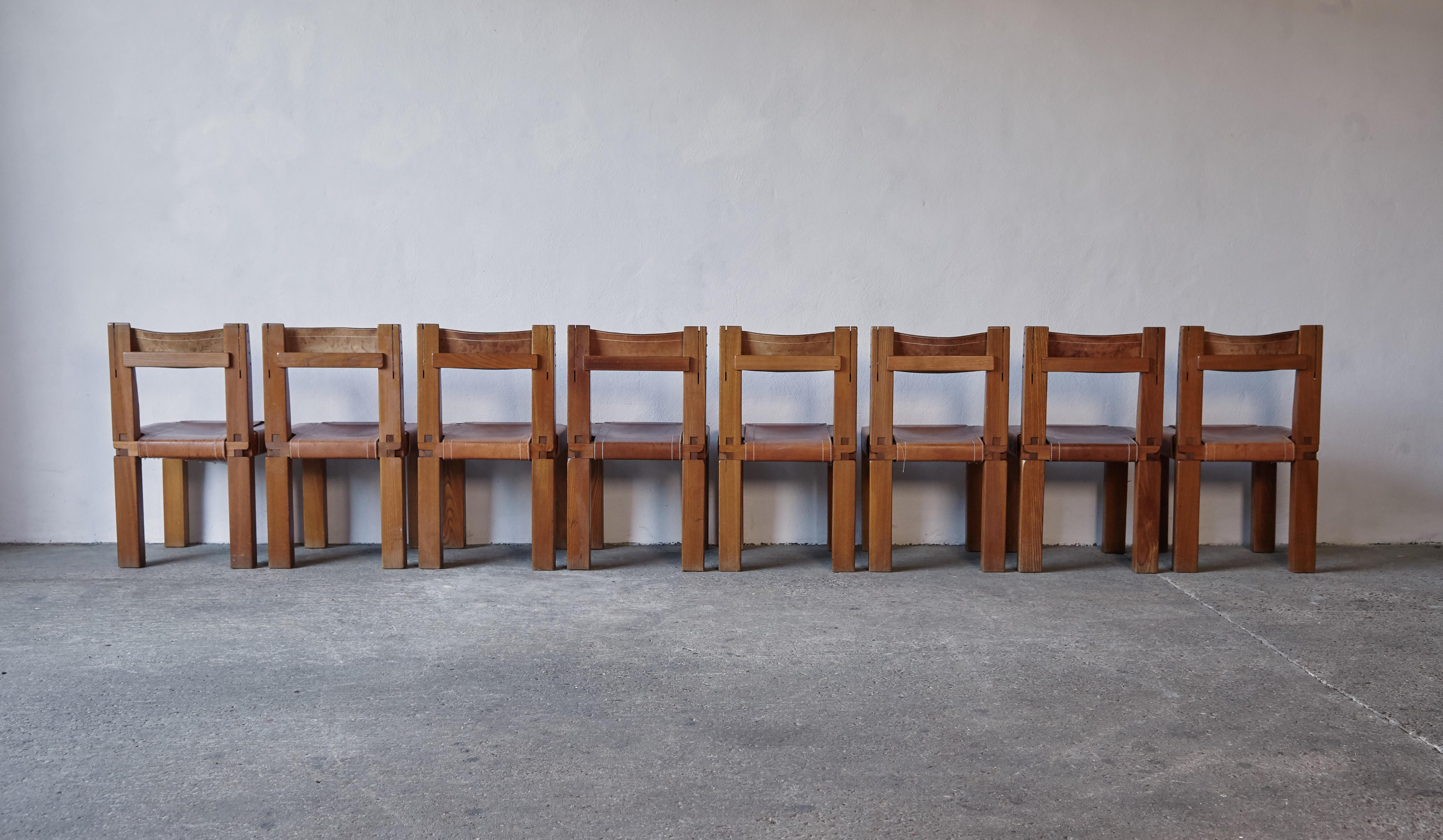 Pierre Chapo S11 Chairs, Set of 8, France, 1960s 3