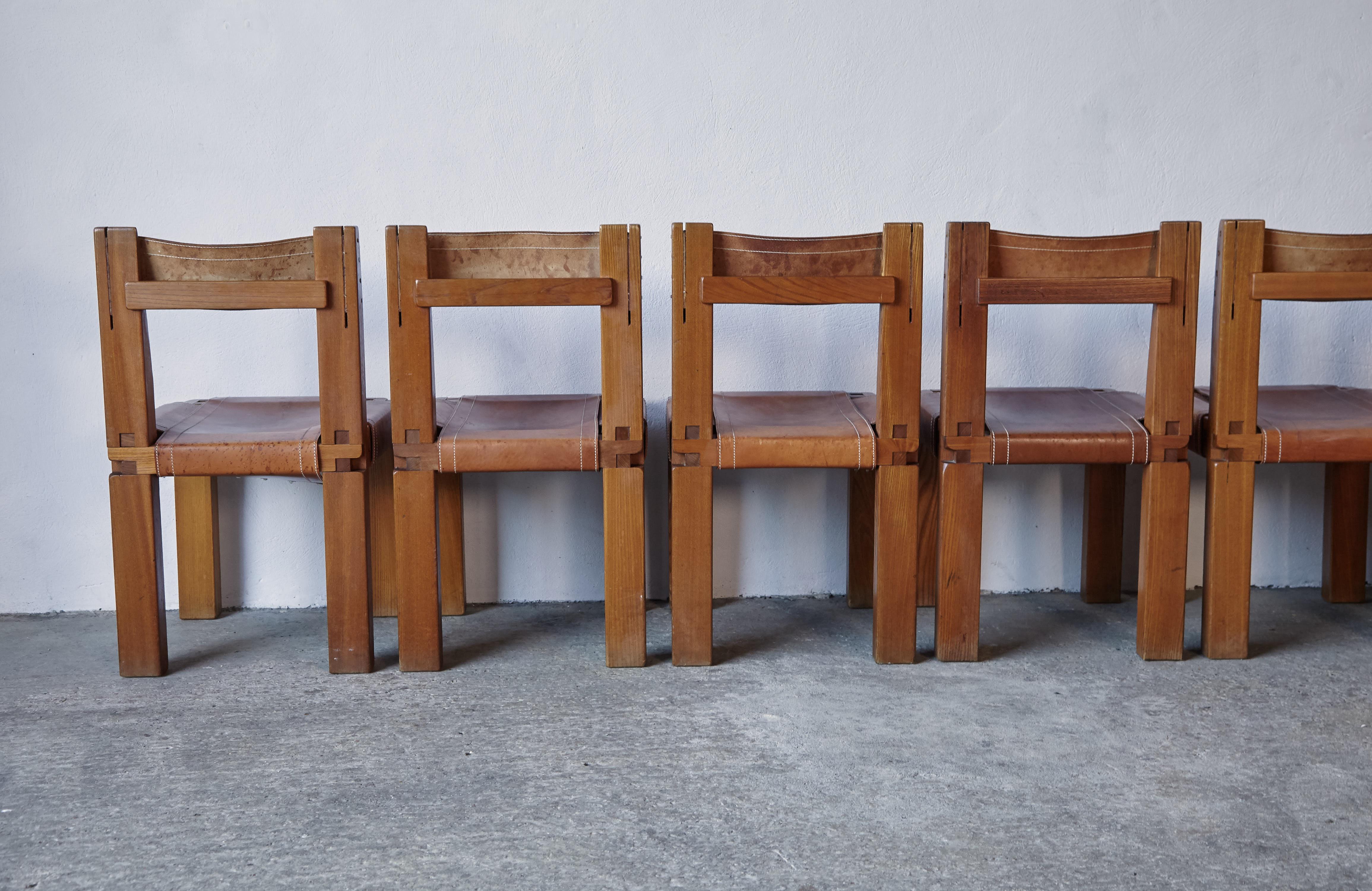 Pierre Chapo S11 Chairs, Set of 8, France, 1960s 4