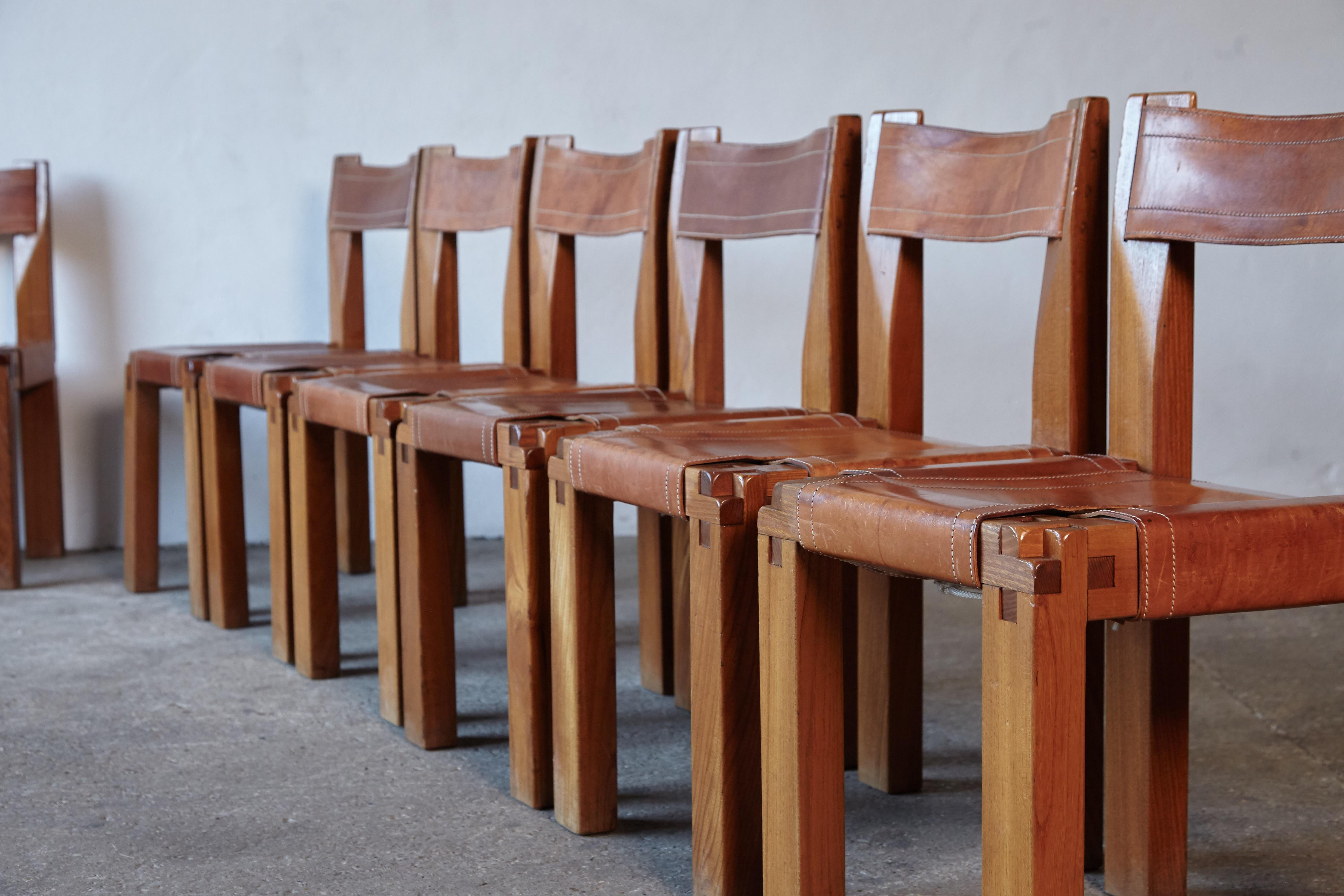 Pierre Chapo S11 Chairs, Set of 8, France, 1960s 6