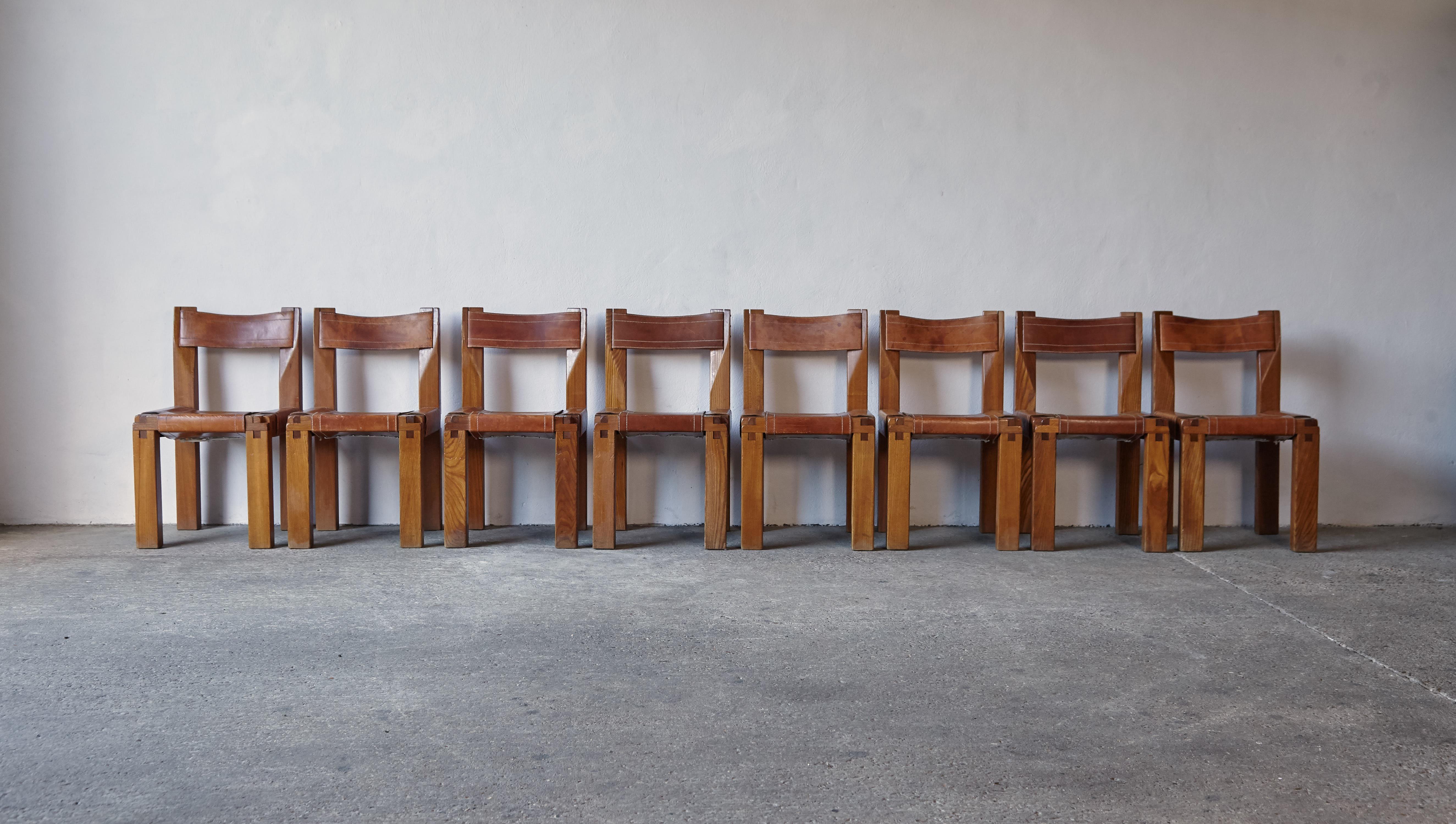 20th Century Pierre Chapo S11 Chairs, Set of 8, France, 1960s