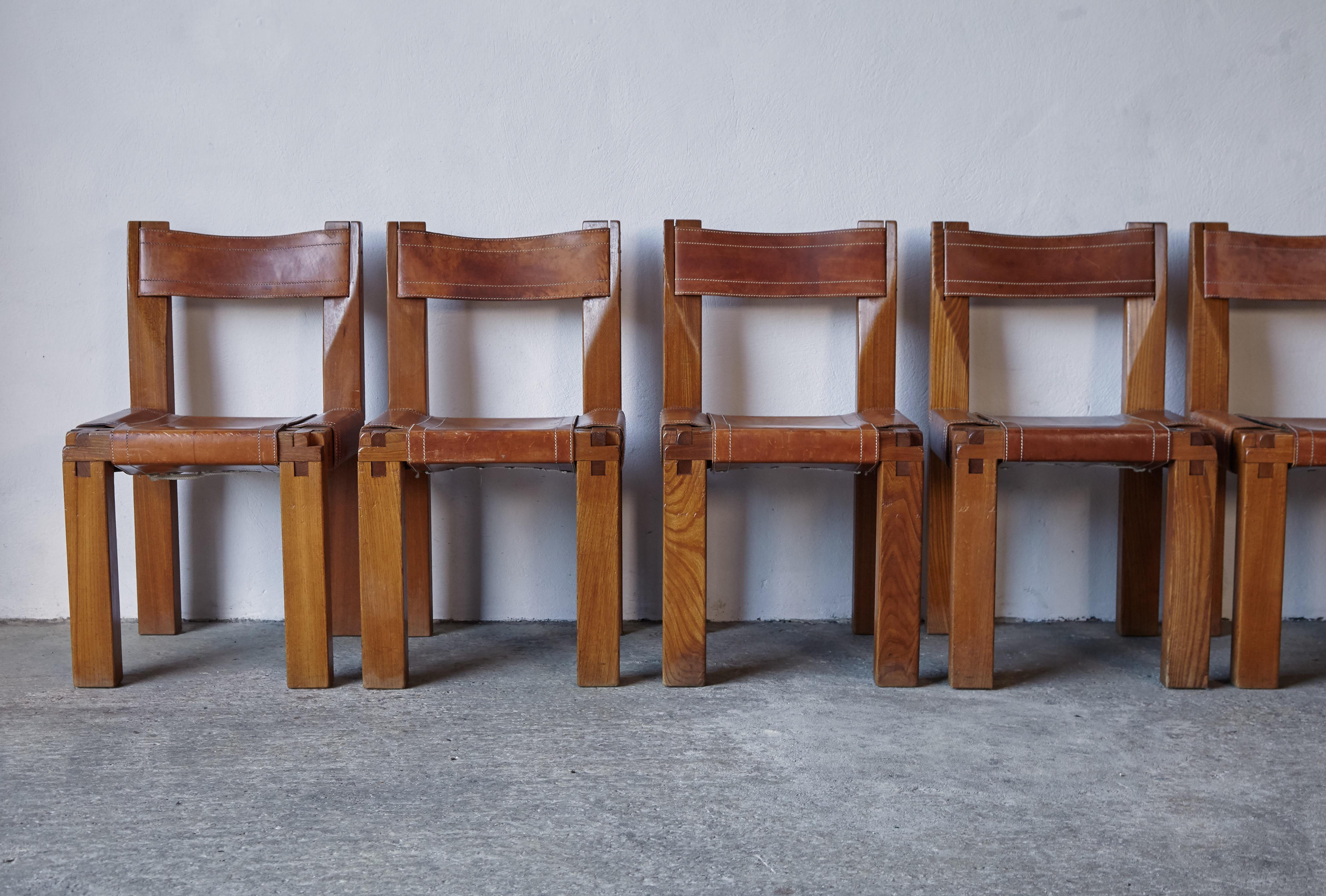 Pierre Chapo S11 Chairs, Set of 8, France, 1960s 1