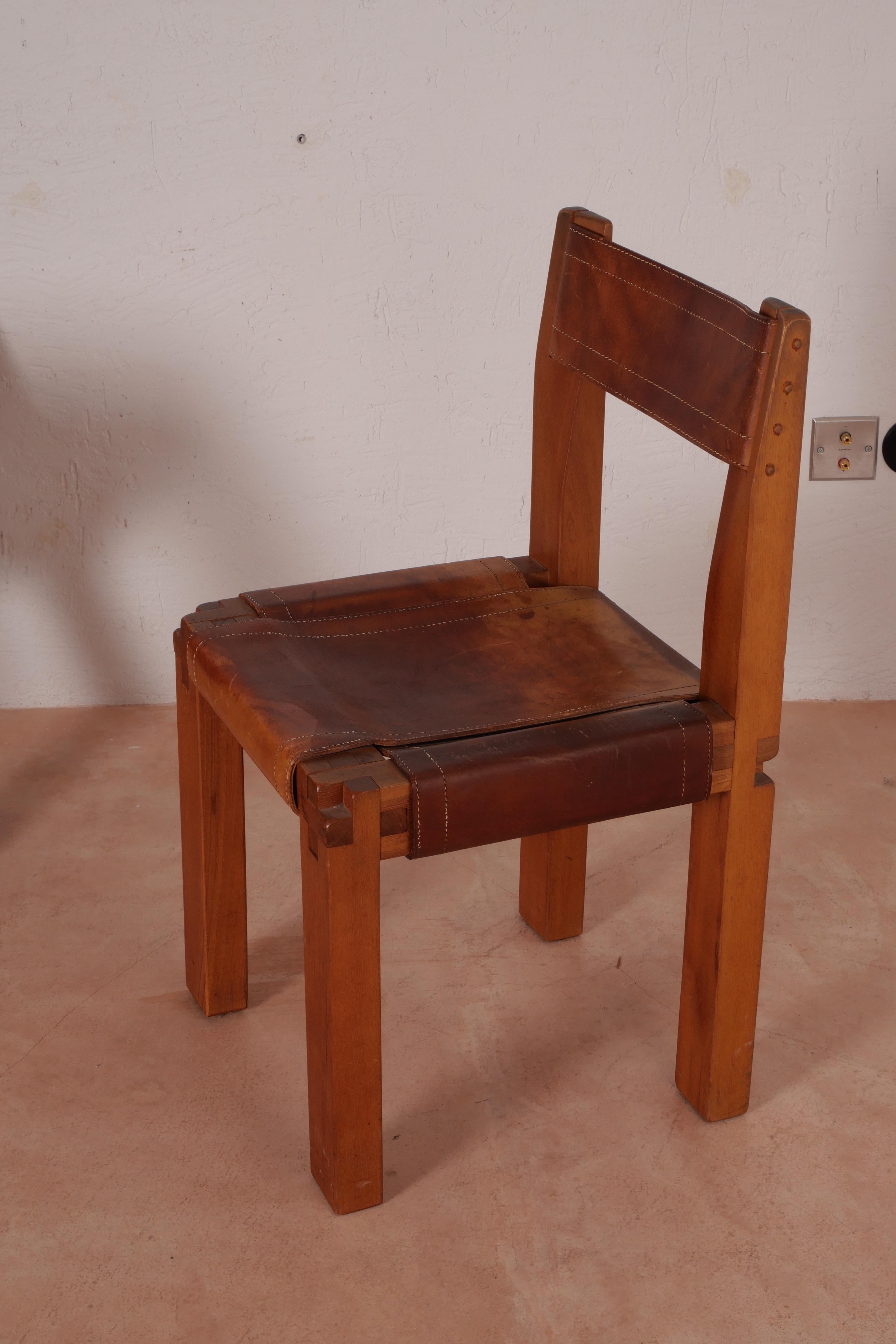 Pierre Chapo S11 Dining Chair in Solid Elm, Set of Four, Produced in 1973 3