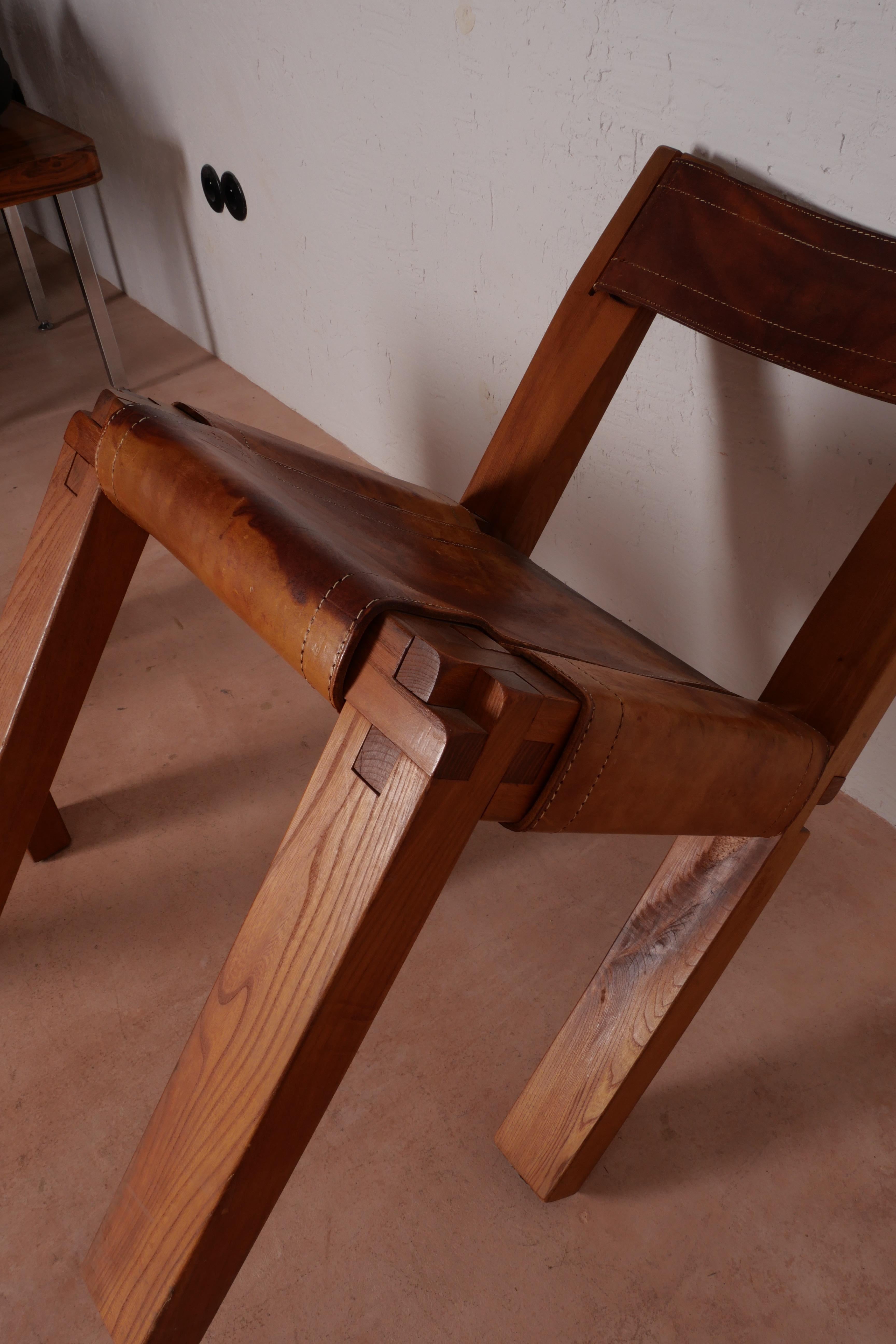 Pierre Chapo S11 Dining Chair in Solid Elm, Set of Four, Produced in 1973 4