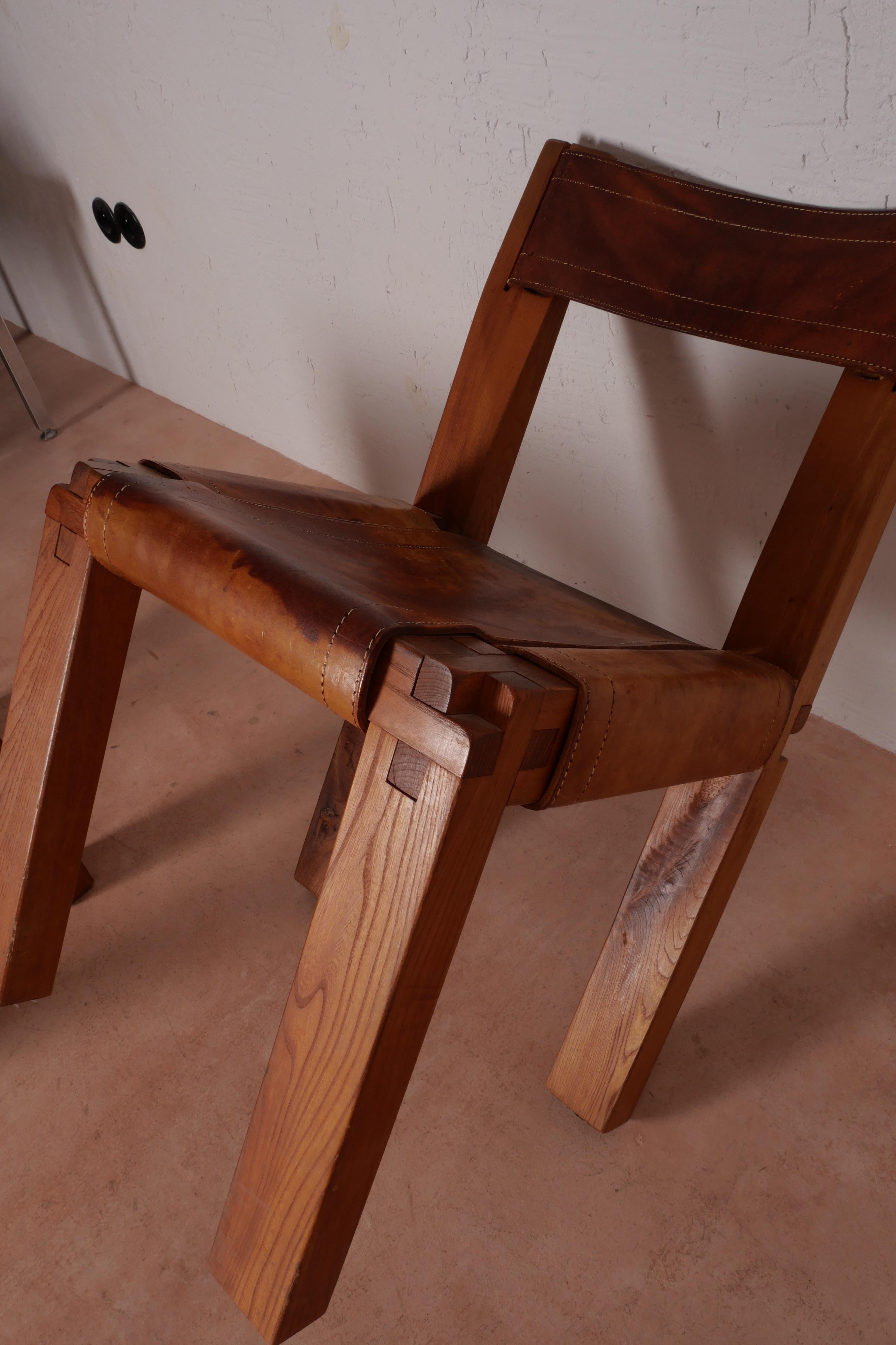 Pierre Chapo S11 Dining Chair in Solid Elm, Set of Four, Produced in 1973 5