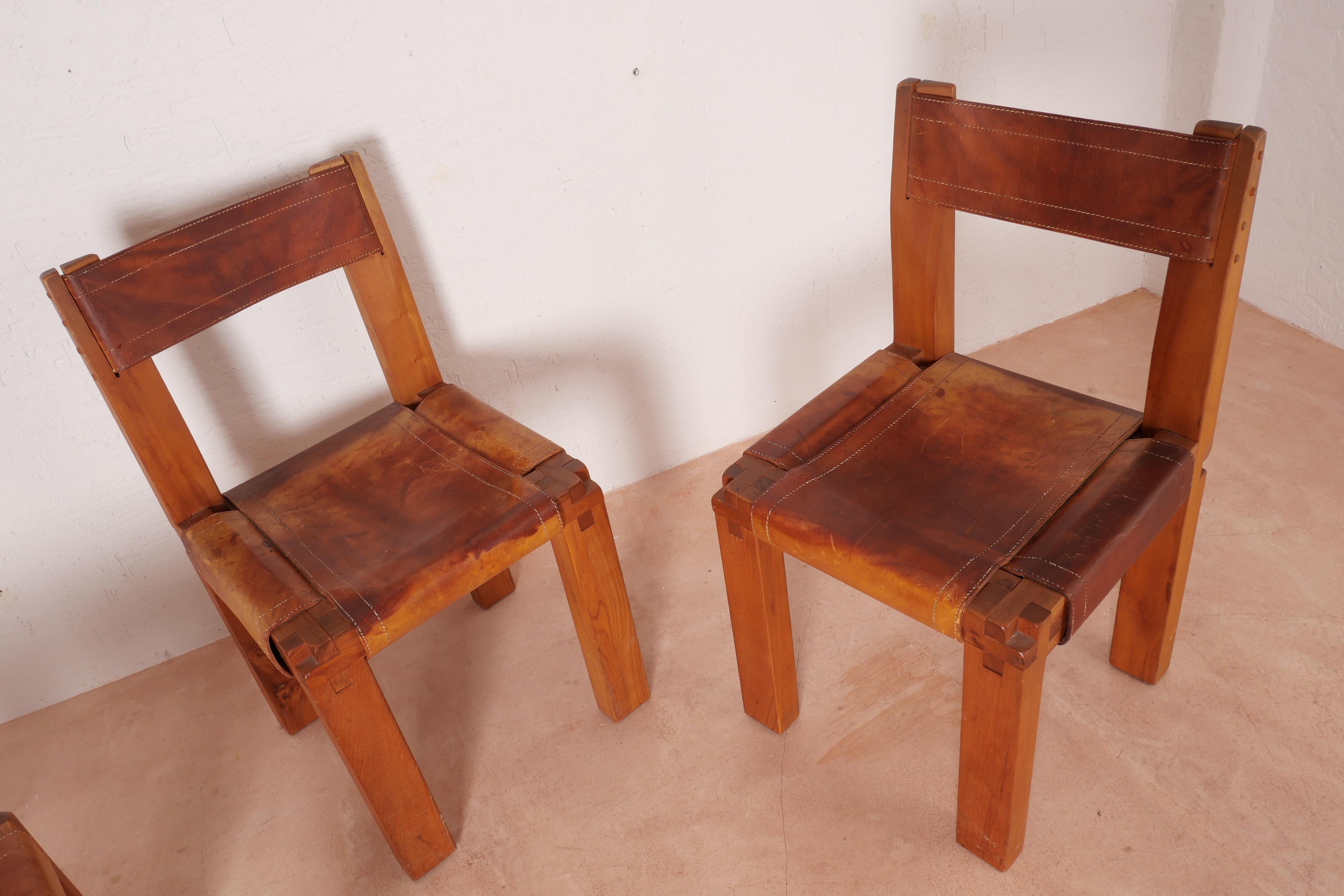 Pierre Chapo S11 Dining Chair in Solid Elm, Set of Four, Produced in 1973 11