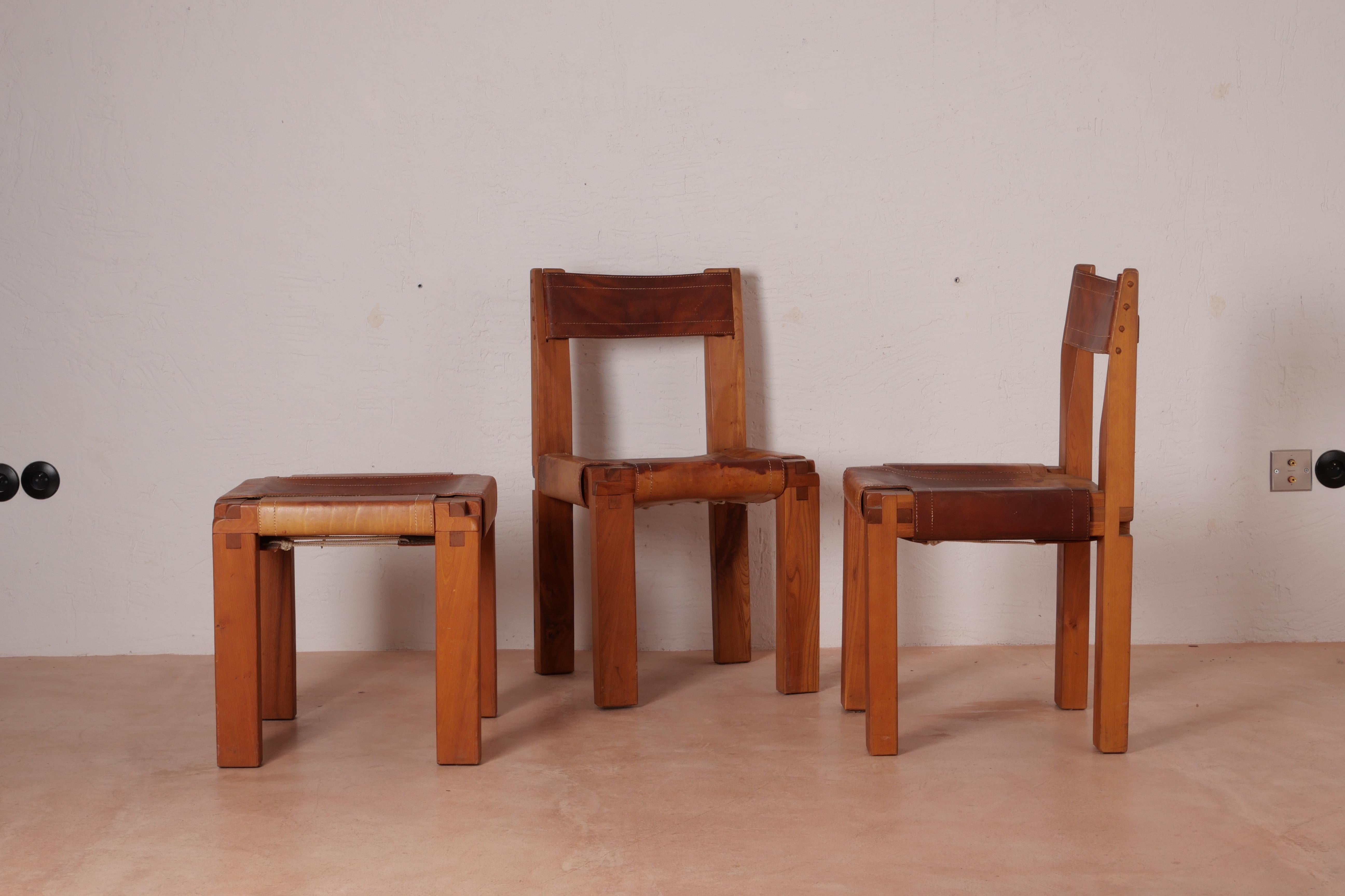 Pierre Chapo S11 Dining Chair in Solid Elm, Set of Four, Produced in 1973 In Good Condition In Santa Gertrudis, Baleares