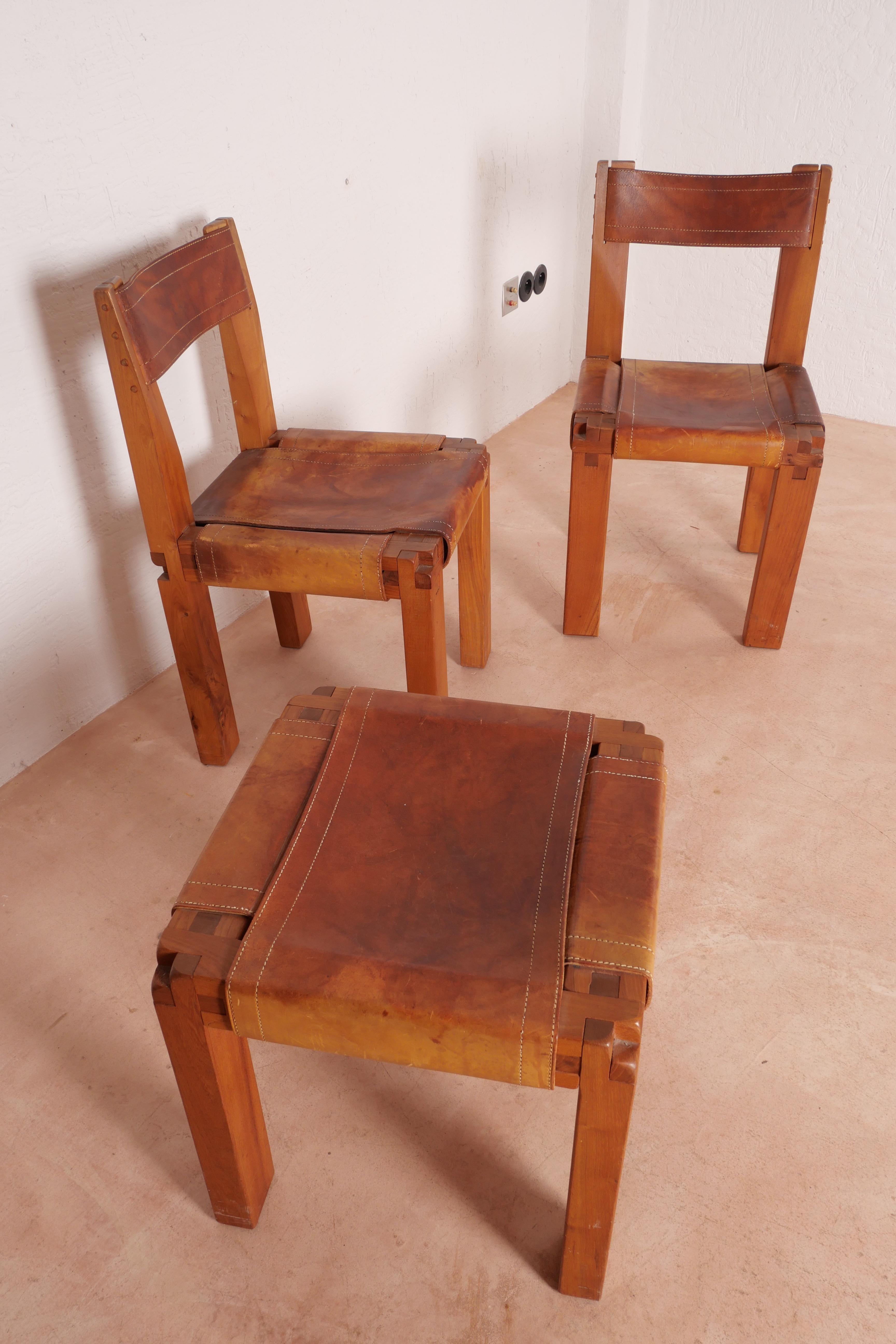 Pierre Chapo S11 Dining Chair in Solid Elm, Set of Four, Produced in 1973 2