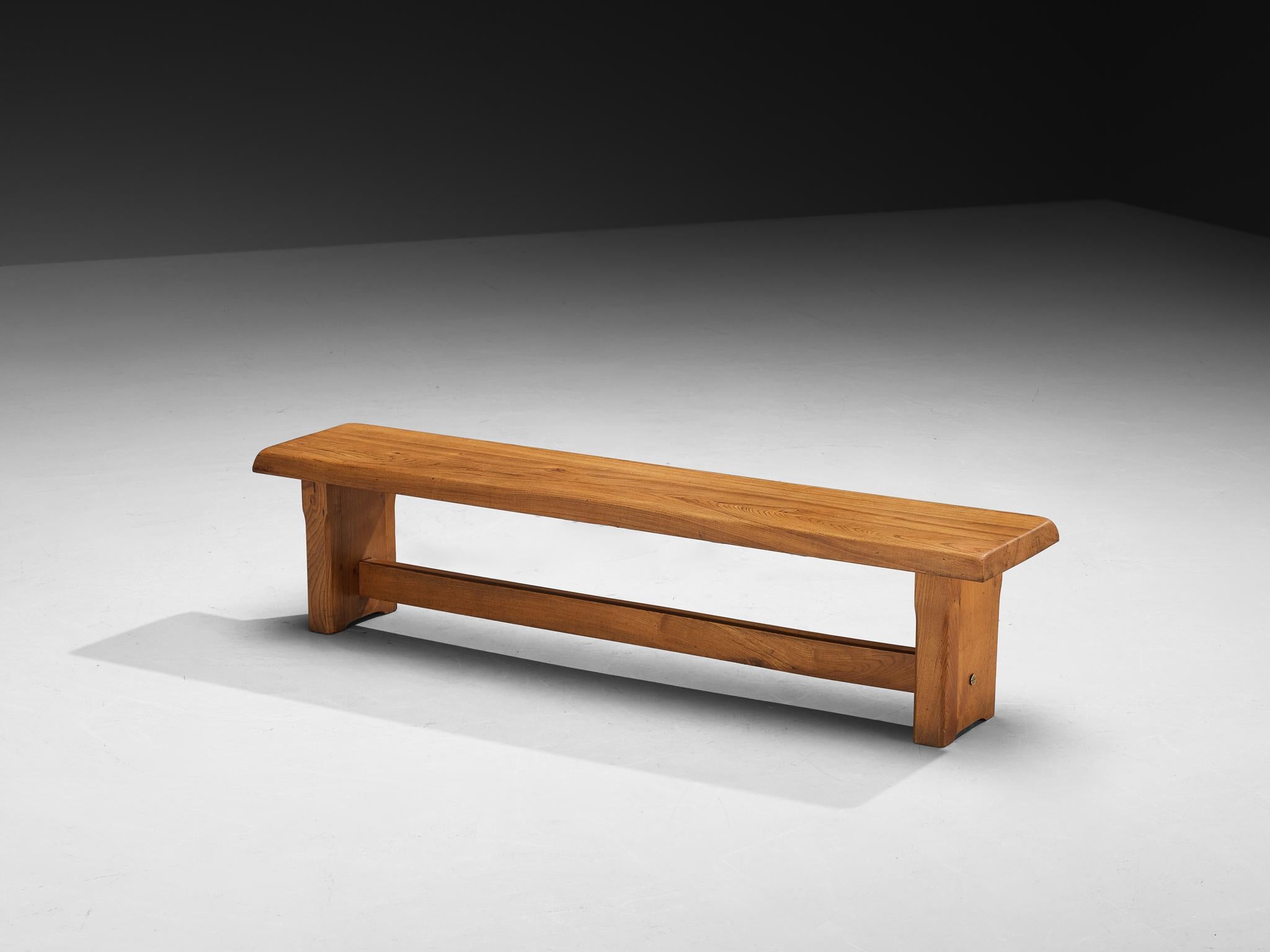 French Pierre Chapo 'S14B' Bench in Elm For Sale