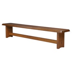 Pierre Chapo S14D Solid Oak Bench, France 1965, Minimalist Design