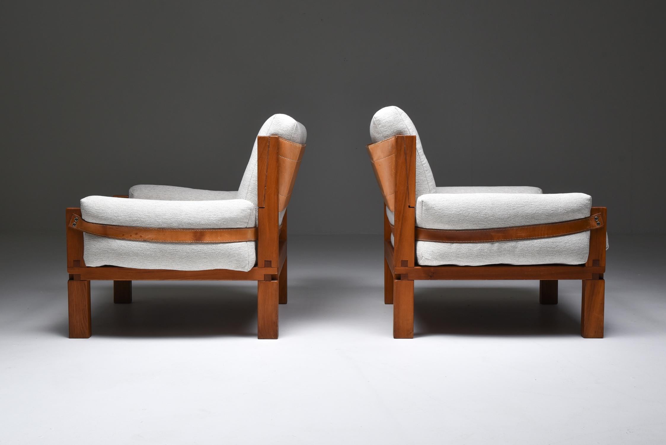 Mid-Century Modern Pierre Chapo S15 Easy Chairs Bouclé