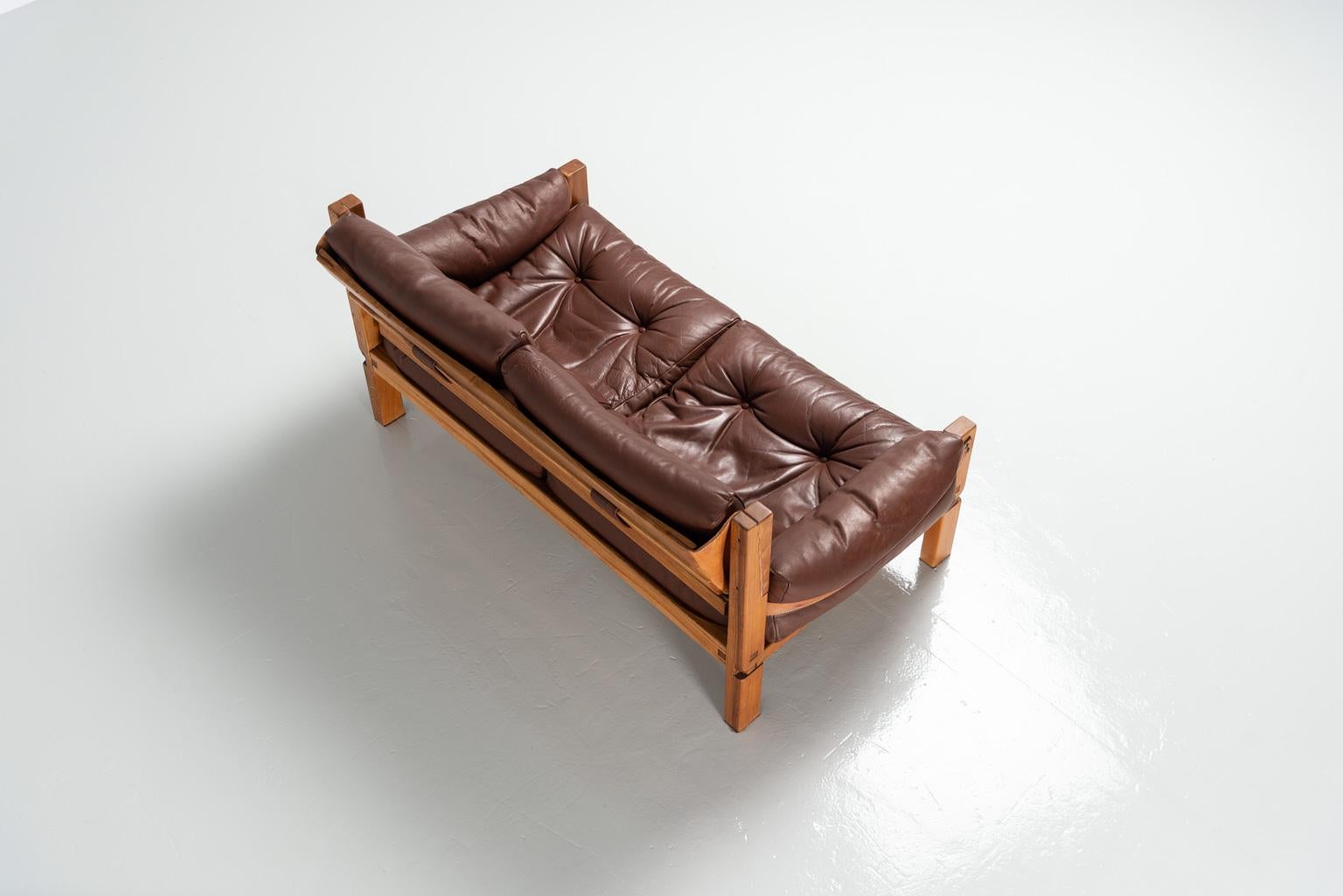 Leather Pierre Chapo S22 Lounge Sofa, France, 1967