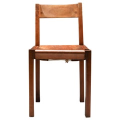 Pierre Chapo 'S24' Chair in Elm and Cognac Leather