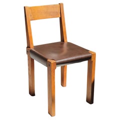 Chaise S24 de Pierre Chapo en orme et cuir cognac, France, 1970