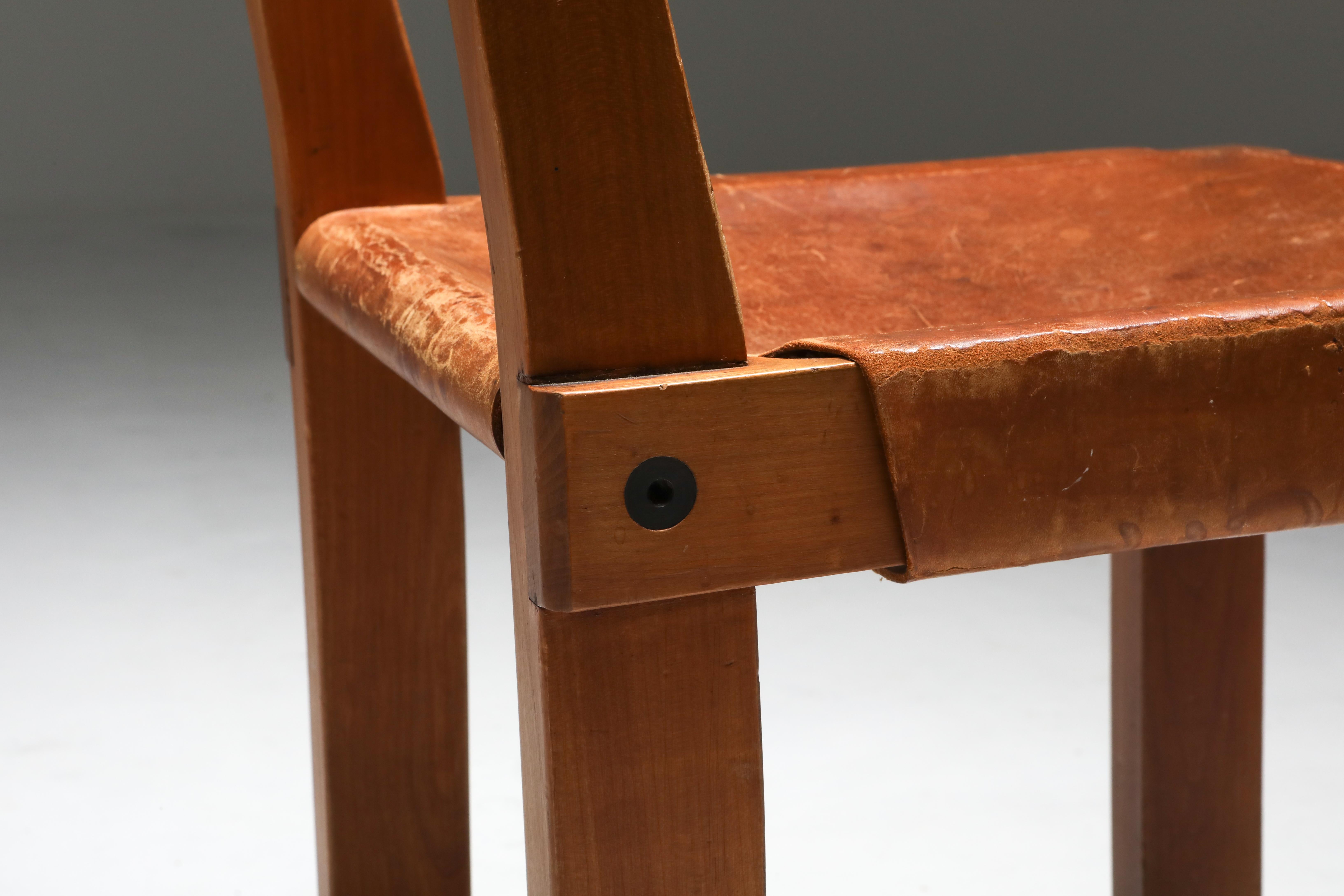 Pierre Chapo 'S24' Chair in Elm and Cognac Leather 6