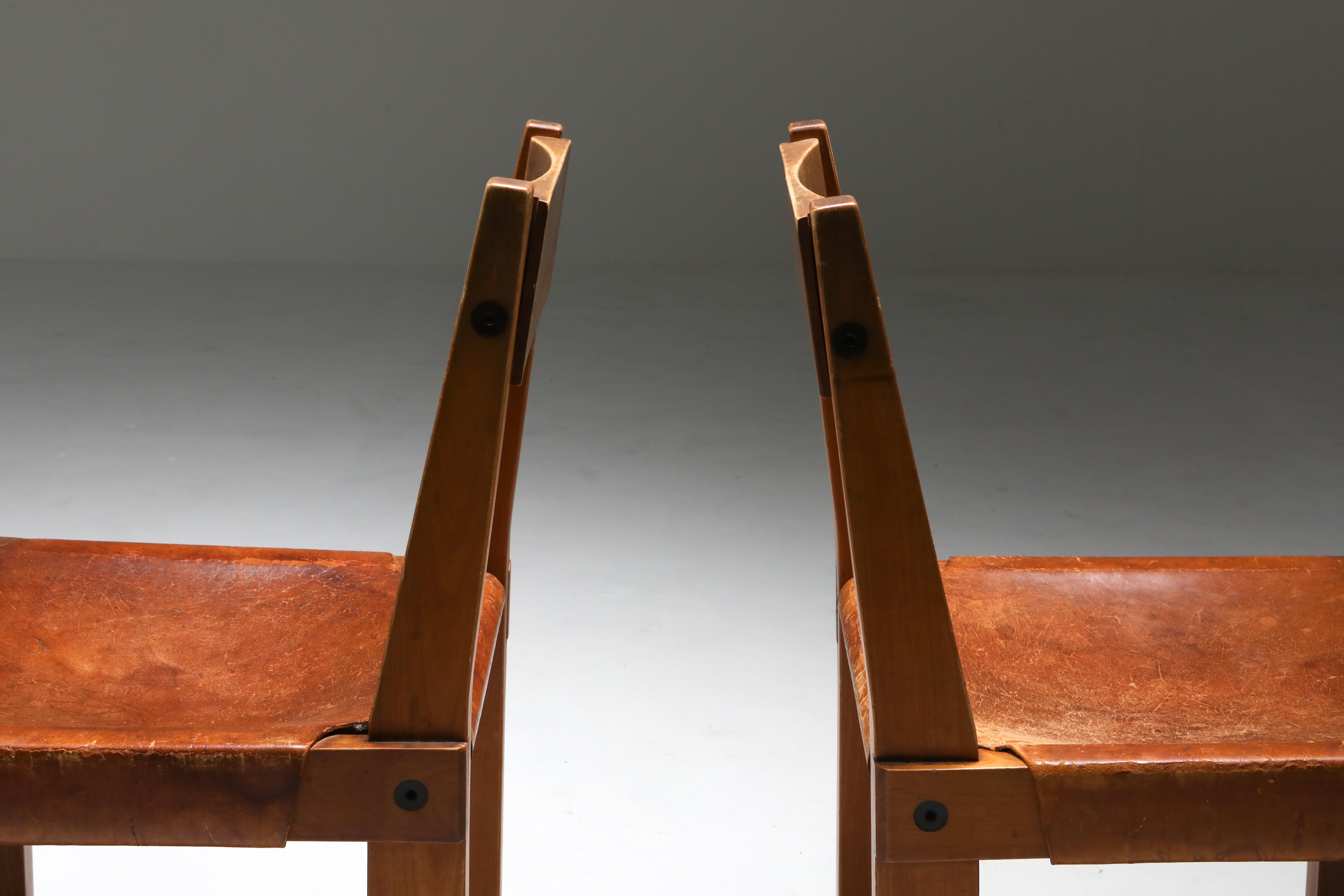 Pierre Chapo 'S24' Chair in Elm and Cognac Leather 2