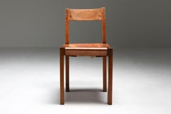 Pierre Chapo 'S24' Chair in Elm and Cognac Leather