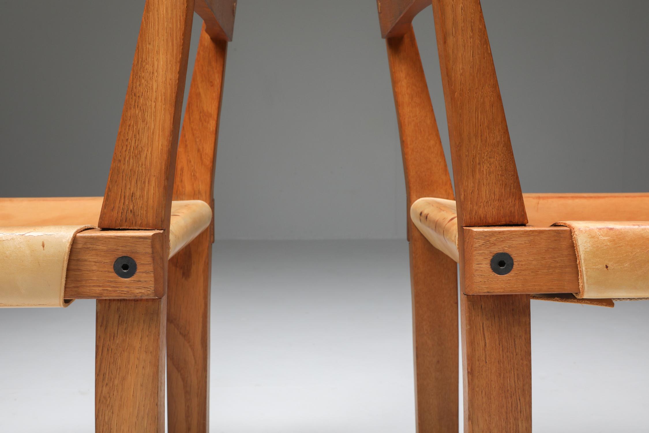 Pierre Chapo 'S24' Chairs in Solid Elm and Natural Leather 6