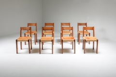 Pierre Chapo 'S24' Chairs in Solid Elm and Natural Leather
