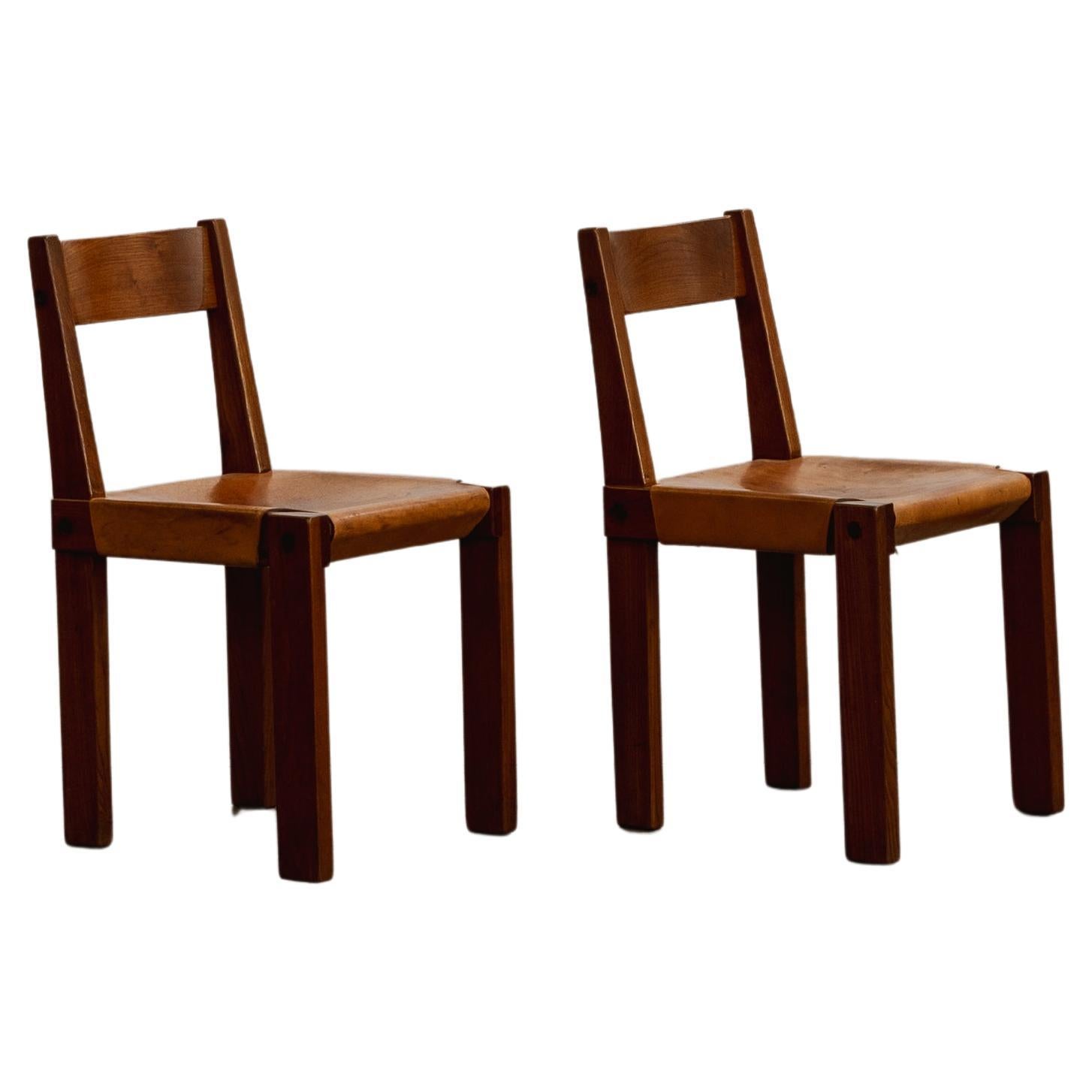 Pierre Chapo “S24” Dining Chairs, 1967, Set of 2 For Sale