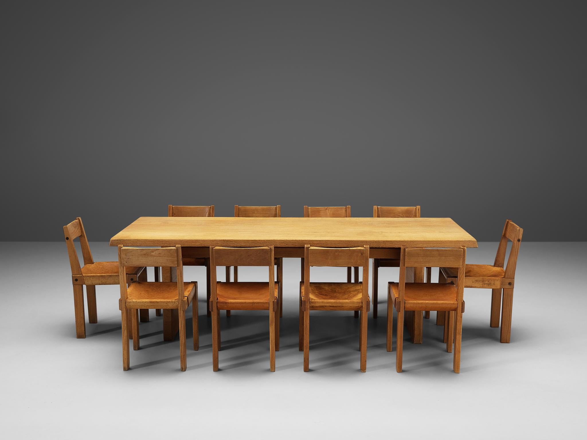 Pierre Chapo S24 Dining Chairs and 'T14D' Table 8