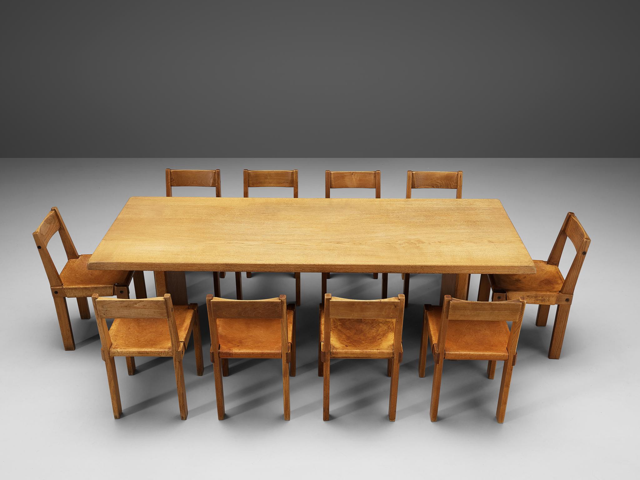 Pierre Chapo S24 Dining Chairs and 'T14D' Table 12