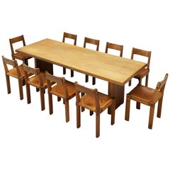 Pierre Chapo S24 Dining Chairs and 'T14D' Table