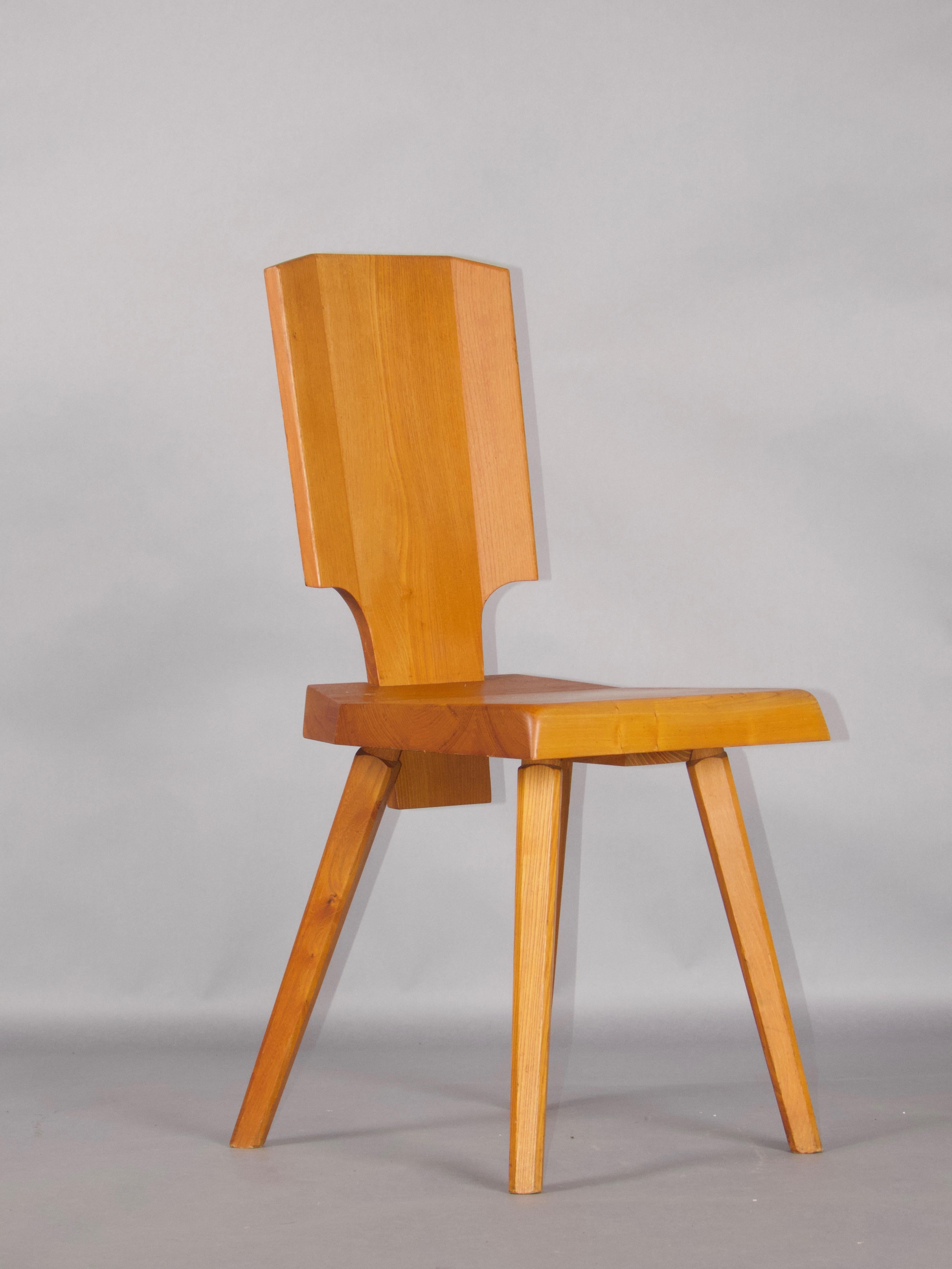 Elm Pierre Chapo S28 chair in elm wood France 1972 For Sale