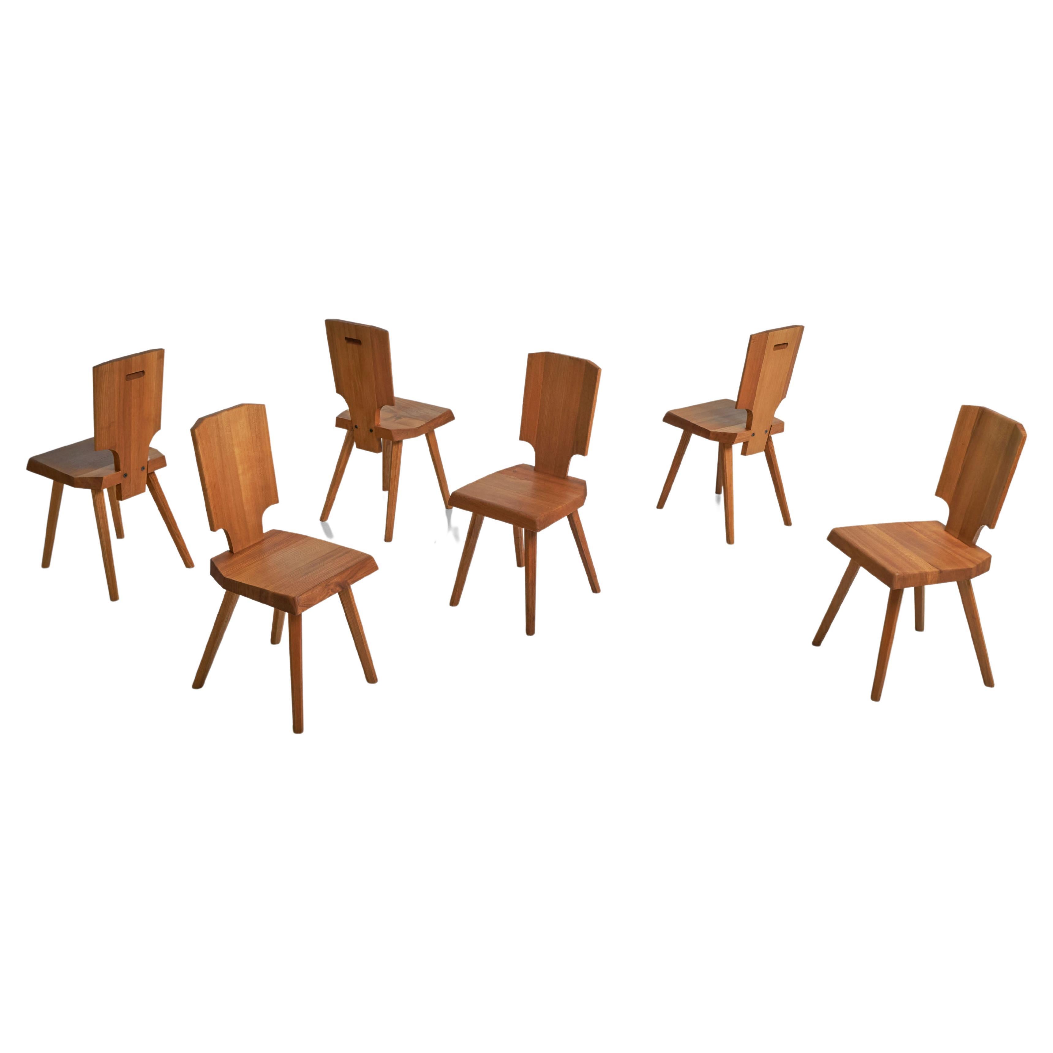 Pierre Chapo S28 chairs in solid elm France 1972 For Sale