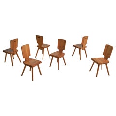 Used Pierre Chapo S28 chairs in solid elm France 1972