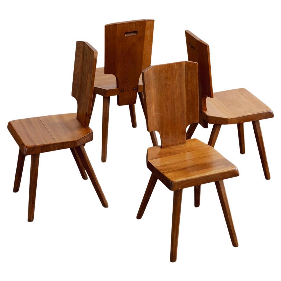 Sedie da pranzo "S28" di Pierre Chapo per Atelier A Chapo, 1972, set di 4 pezzi
