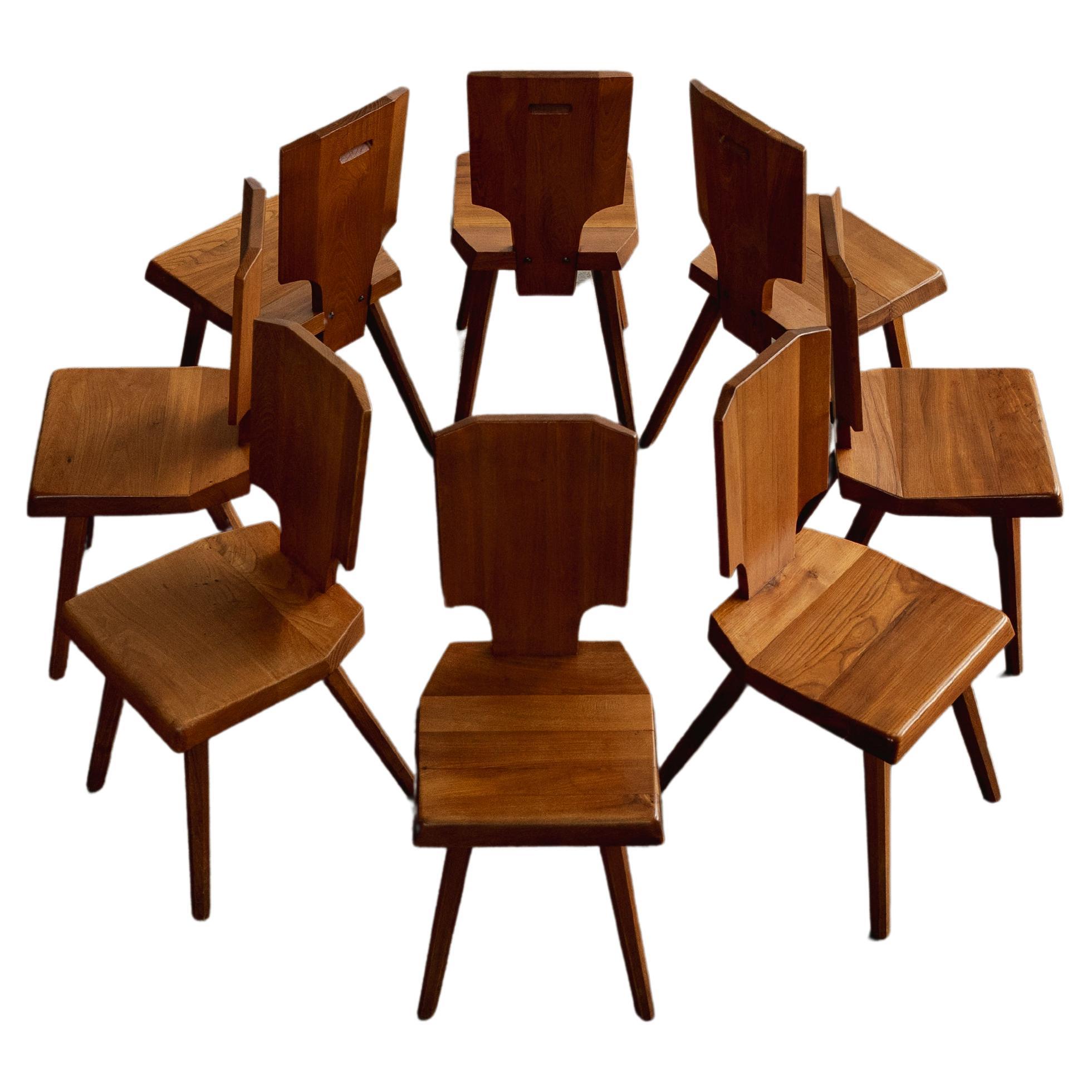 Pierre Chapo “S28” Dining Chairs for Atelier Pierre Chapo, 1972, Set of 8