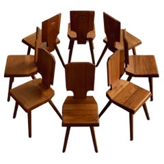 Chaises de salle à manger S28 de Pierre Chapo pour l'Atelier Pierre Chapo, 1972, lot de 8