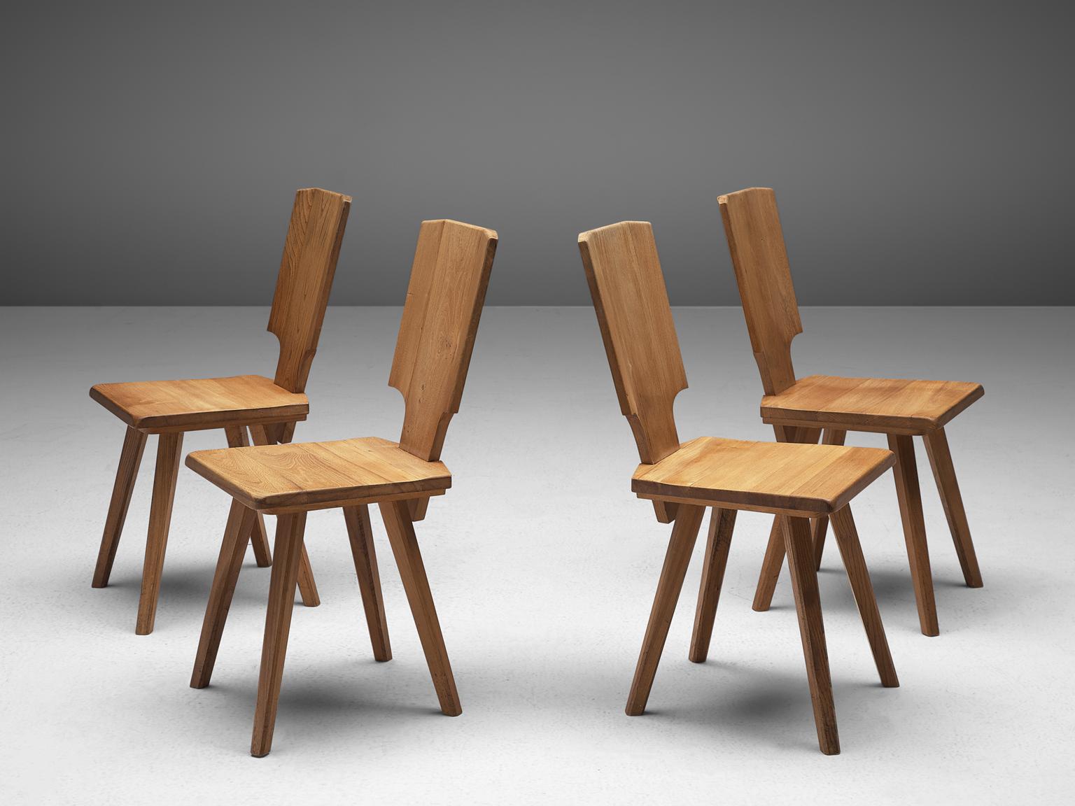 Mid-Century Modern Pierre Chapo S28 Dining Chairs in Solid Elm, 1975